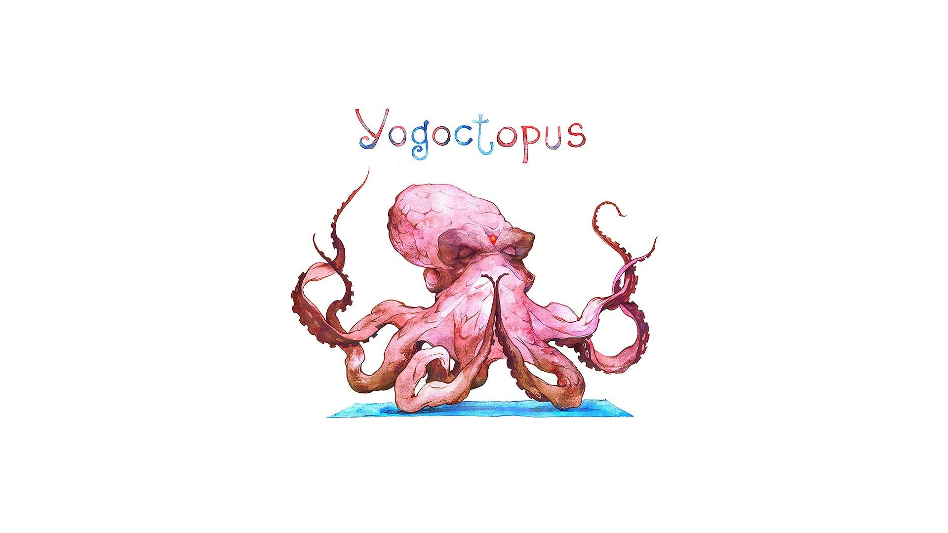 backgrou, 1920x1080 px, APetruk, 1080P, octopus, px, background, typography, hd, sky, nature, white, Yoga, minimalism, simple, humor, x, simple background, HD Wallpaper