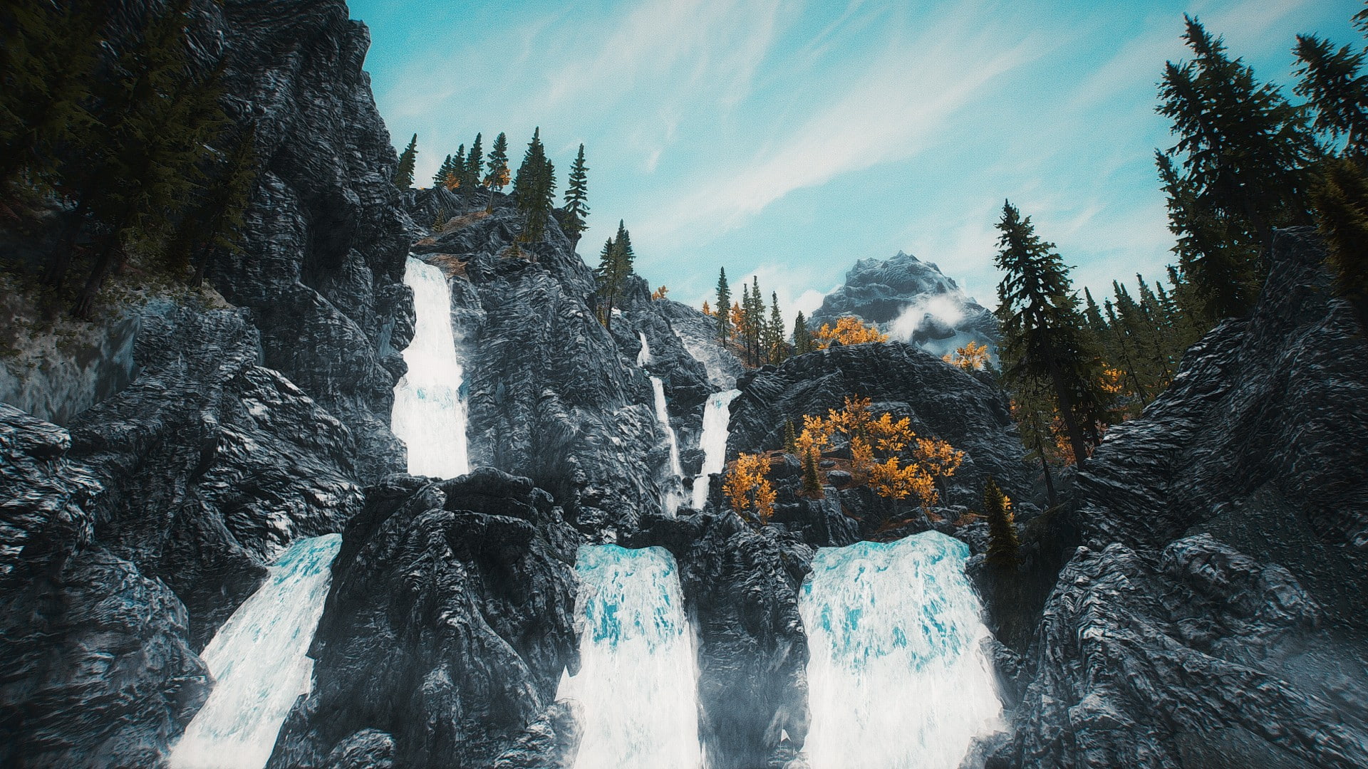 x, games, hd, The Elder Scrolls V: Skyrim, px, Video Games, video, animals, skyrim, ducks, art, 1080P, scrolls, elder, Waterfall, 1920x1080 px, v, HD Wallpaper