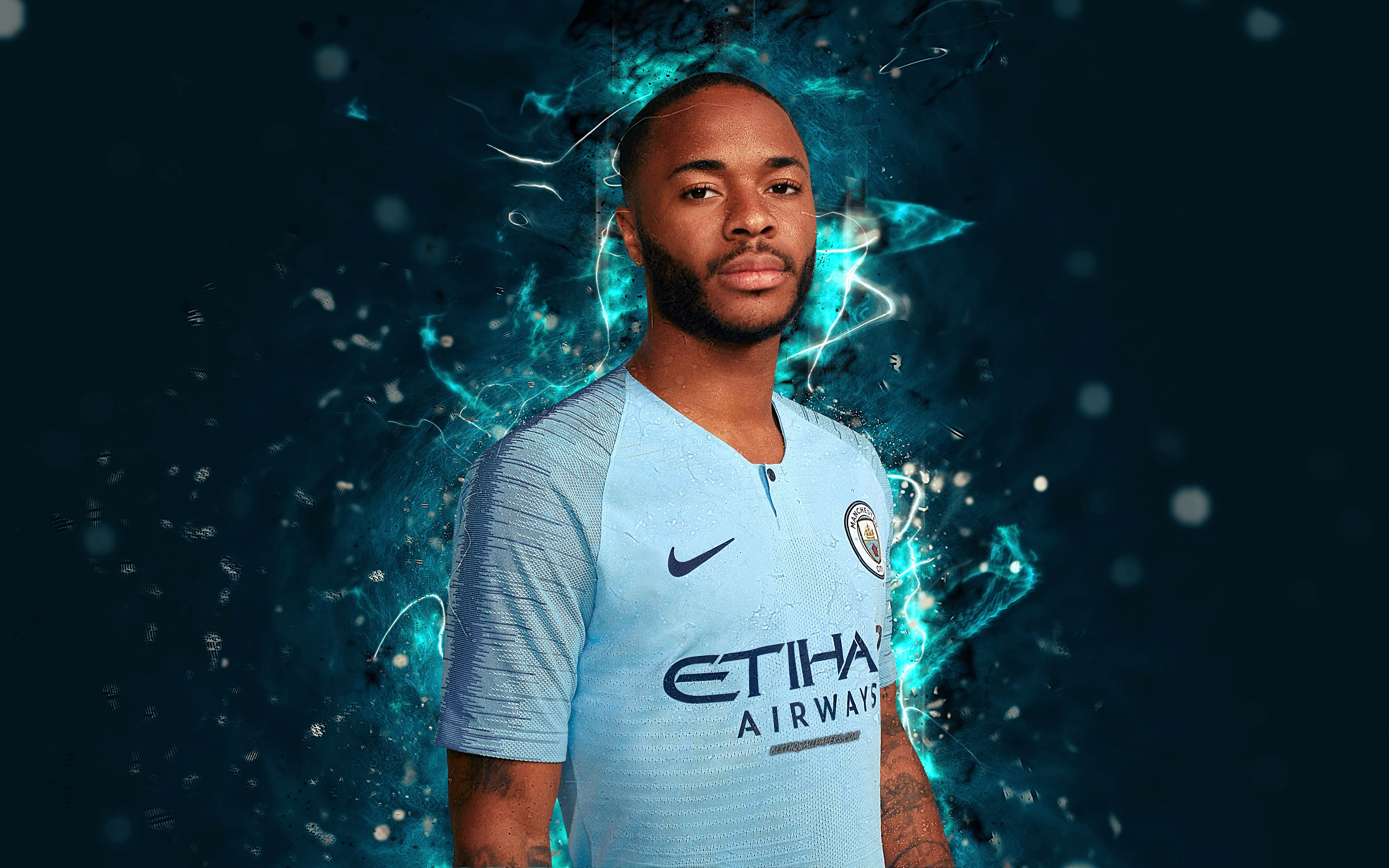Manchester City F.C., Soccer, 4K, Raheem Sterling, HD Wallpaper