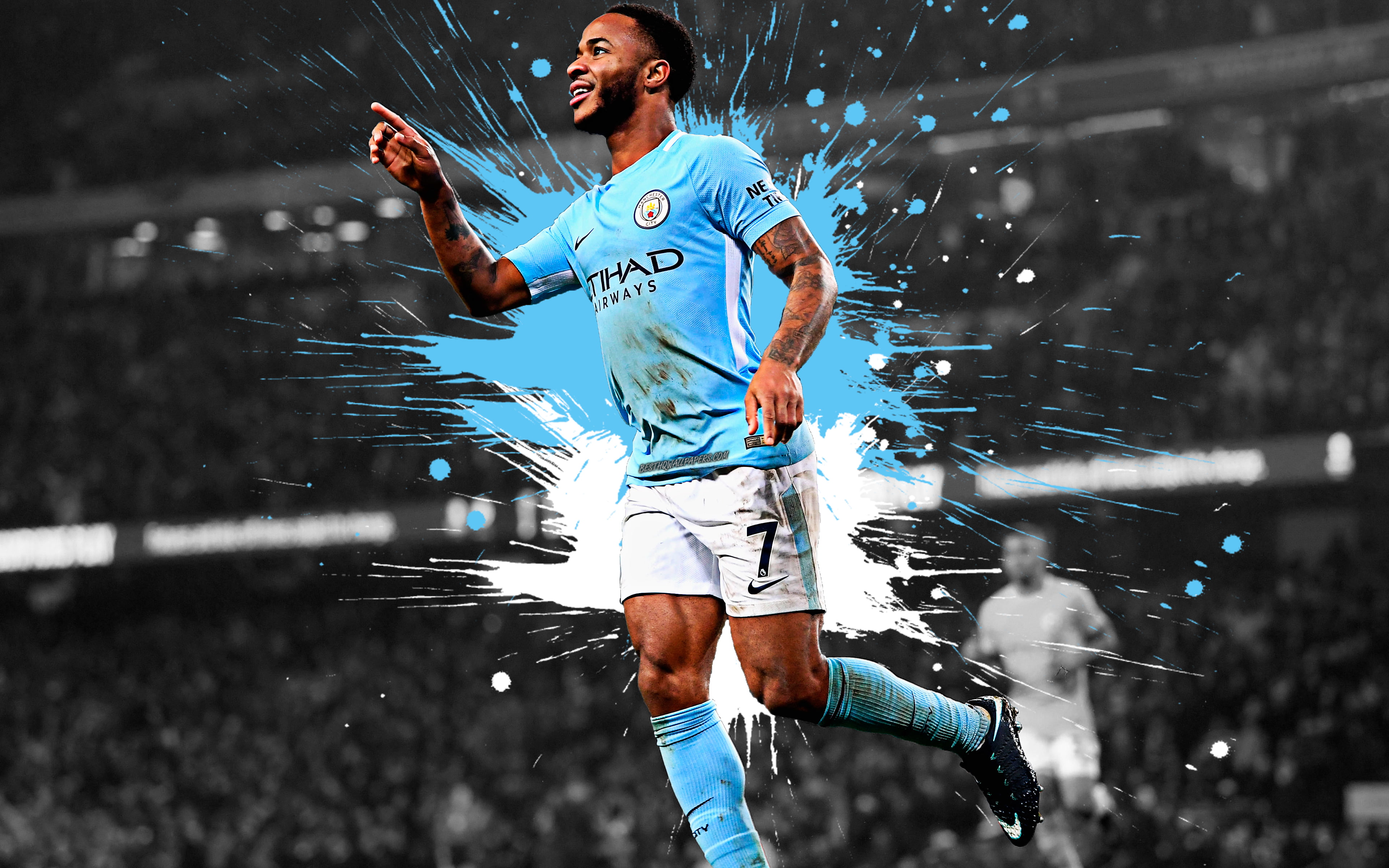 Soccer, Manchester City F.C., Raheem Sterling, 4K, HD Wallpaper