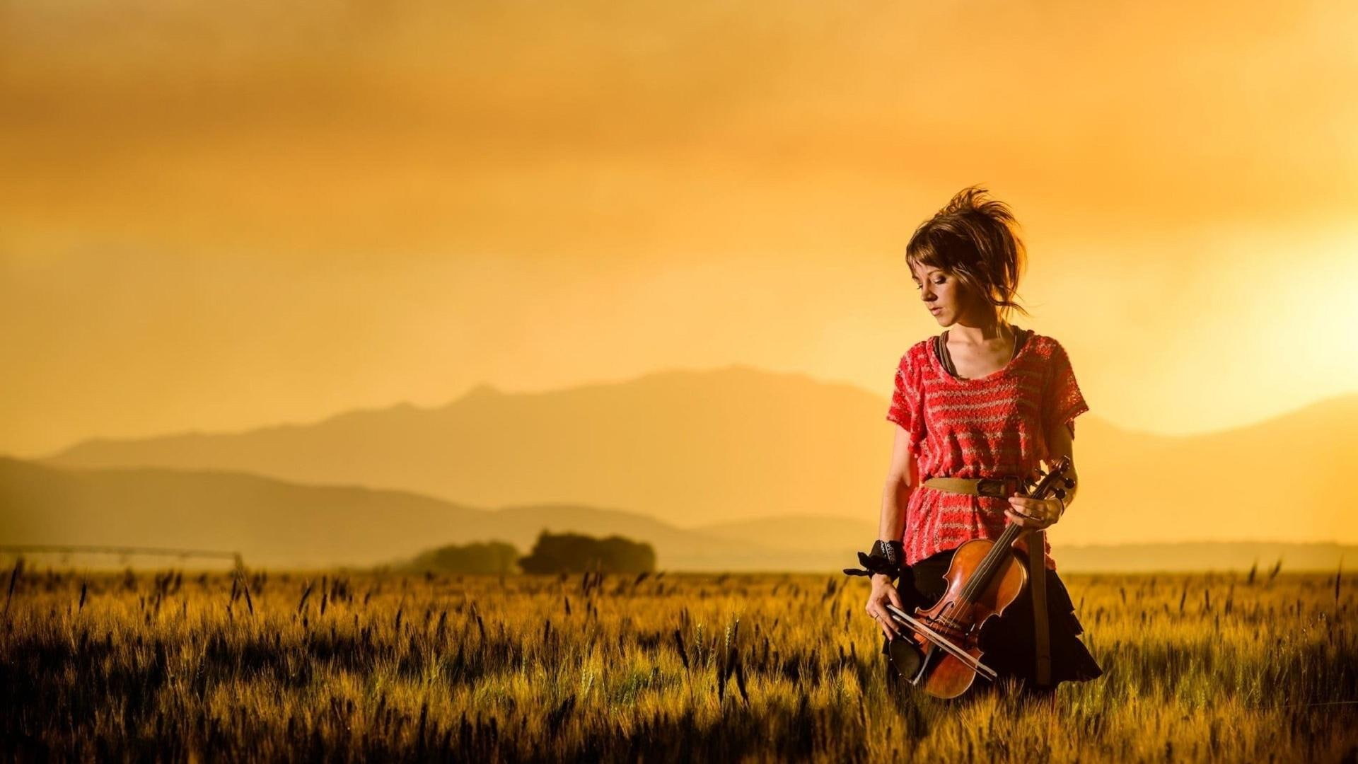 music, field, lindsey sterling, 3d and abstract, violin, 1080P, HD Wallpaper