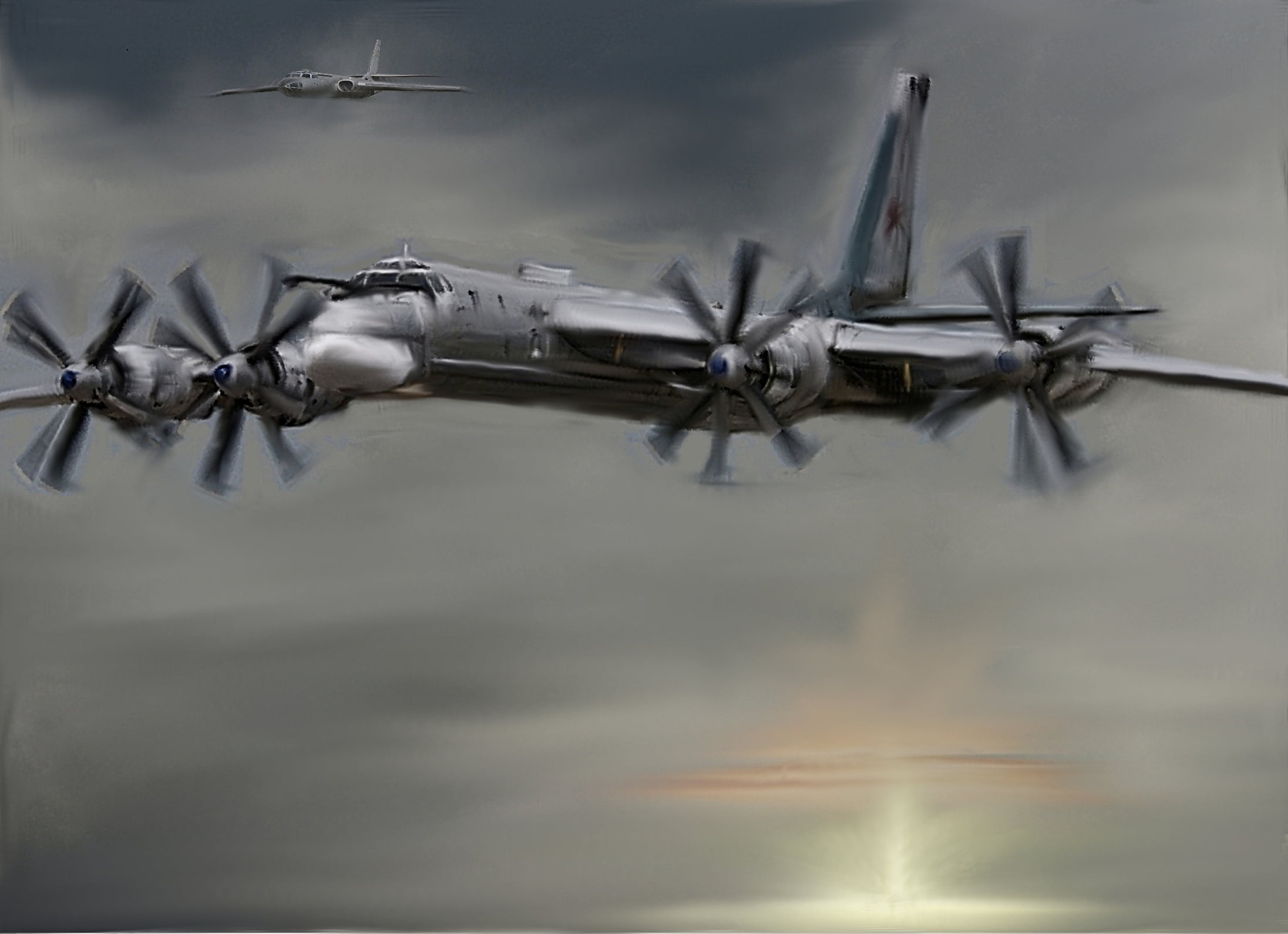 no people, ominous, 1080P, motion, cloud - sky, the sun, missile, plane, on the move, transportation, sky, sunrise, conflict, strategic, fighter plane, HD Wallpaper