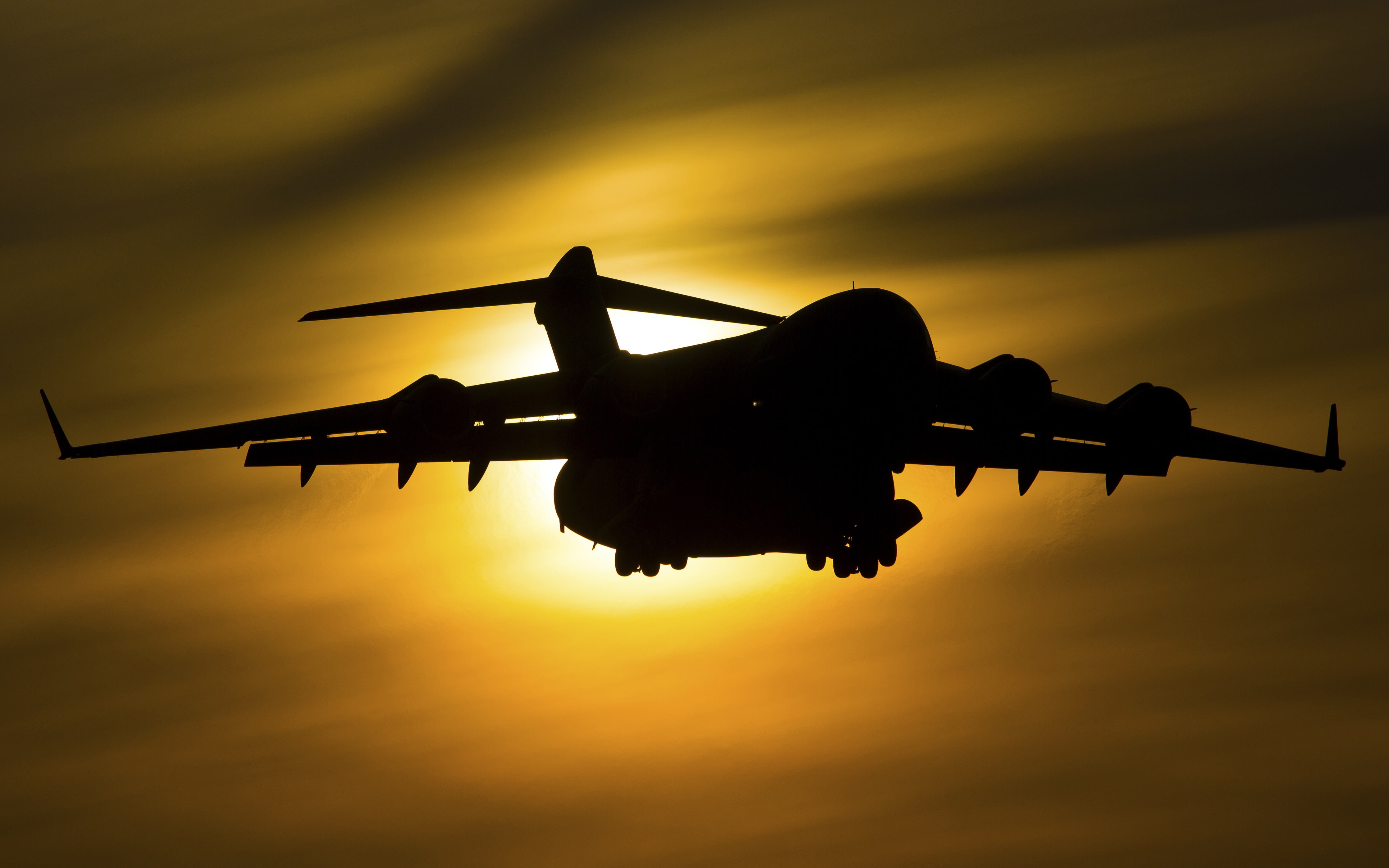 air vehicle, no people, k, transportation, 4K, low angle view, c, III, orange color, airplane, Transport, sky, motion, flying, on the move, sun, outdoors, HD Wallpaper