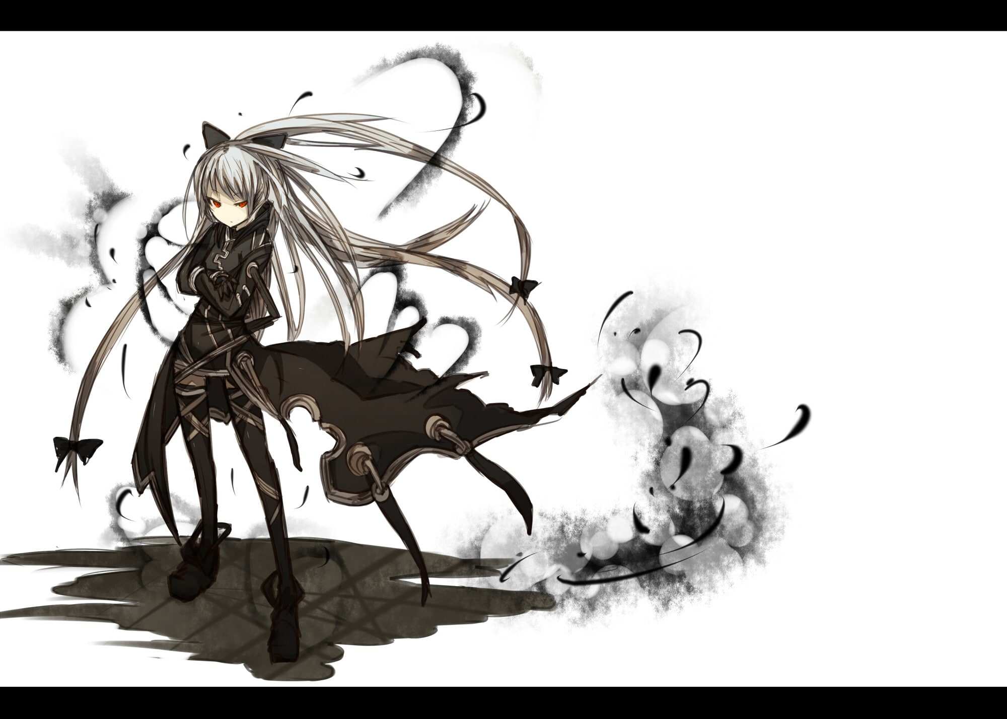 artist, 1080P, long, fujiwara, shirogane, touhou, hair, usagi, background, mokou, simple, white, HD Wallpaper