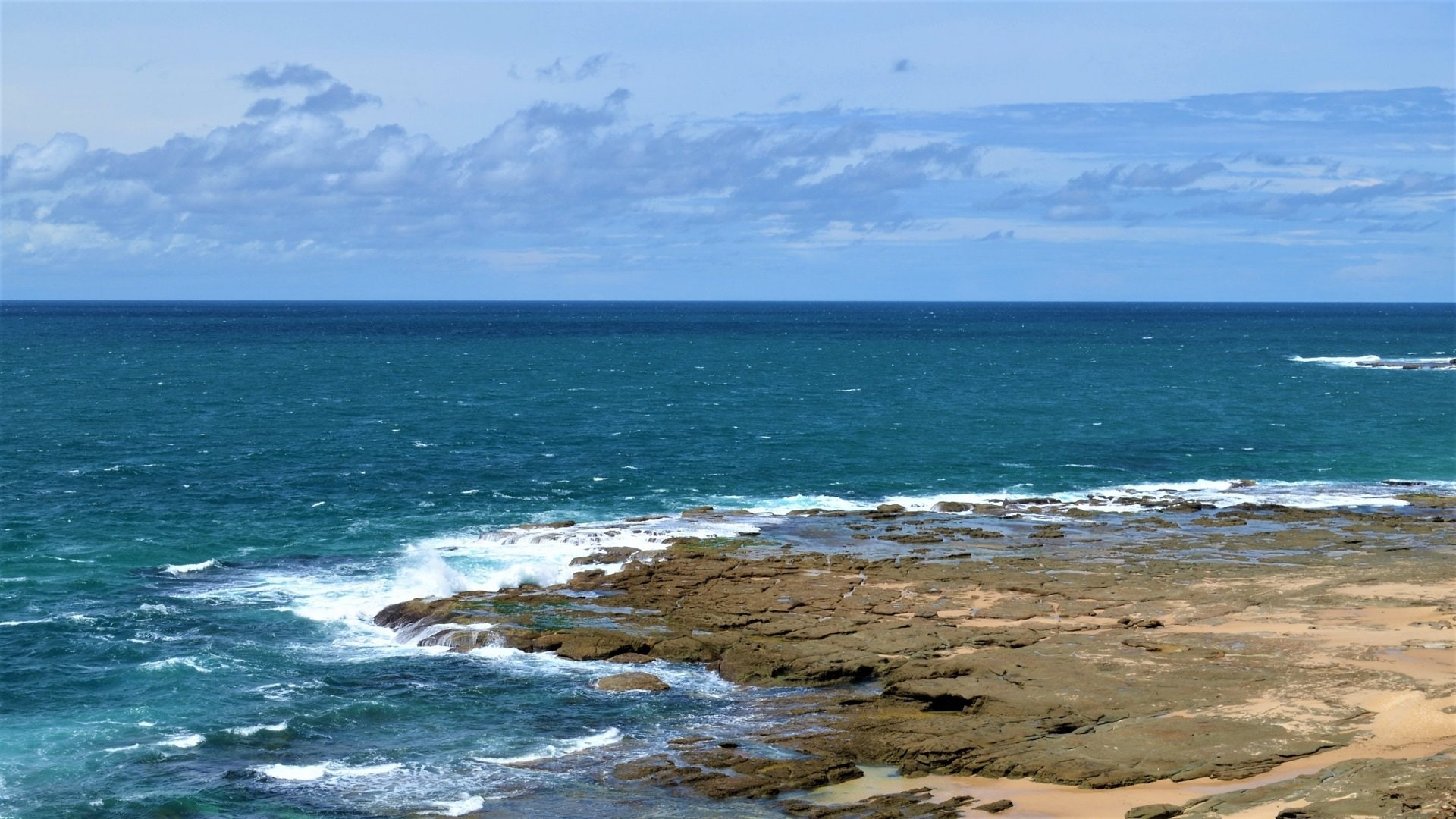 Horizon, Rock, Coastline, Ocean, Australia, Water, Norah  Head, Wave, Coast, Earth, 1080P, HD Wallpaper