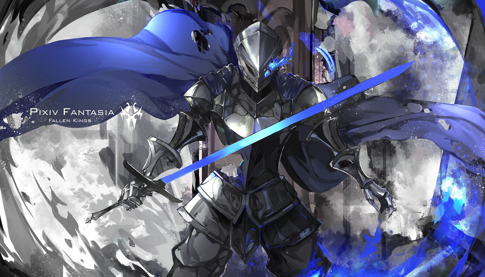 sword, anime, Pixiv Fantasia: Fallen Kings, knight, cape, 1080P, original characters, HD Wallpaper