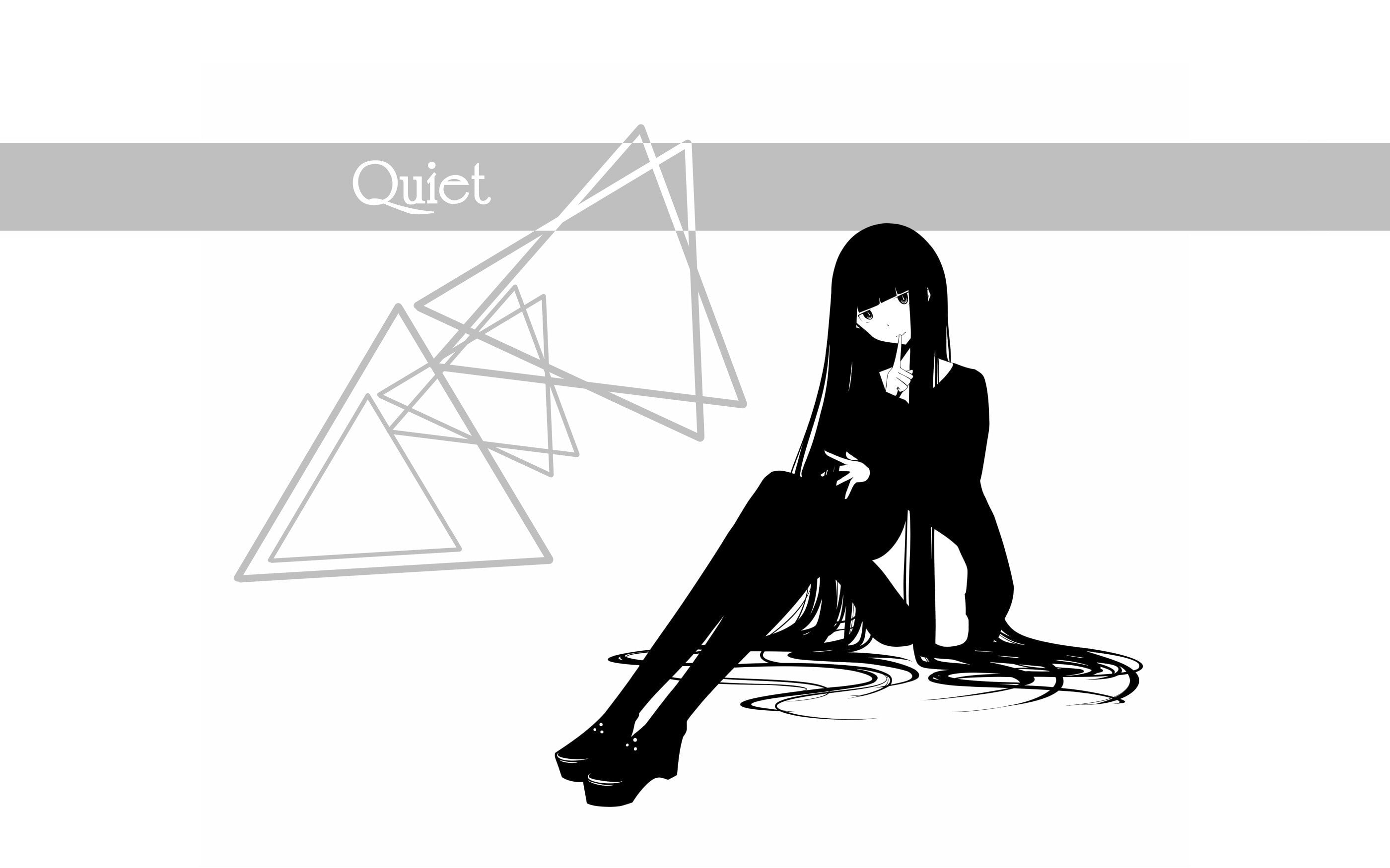background, highs, girls, long, 2K, simple, fingers, lips, shoes, skirts, text, jackets, original, sitting, haru, anime, white, grayscale, hair, thigh, HD Wallpaper