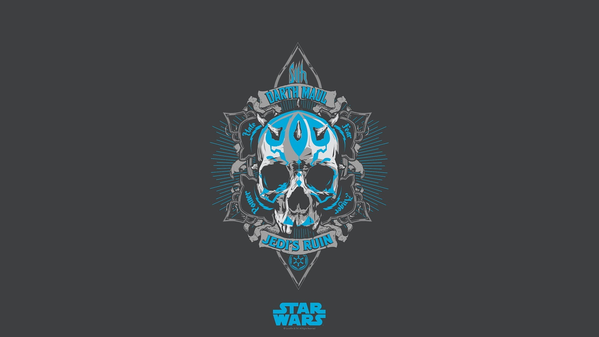 1080P, Darth Maul, Star Wars, minimalism, skull, HD Wallpaper