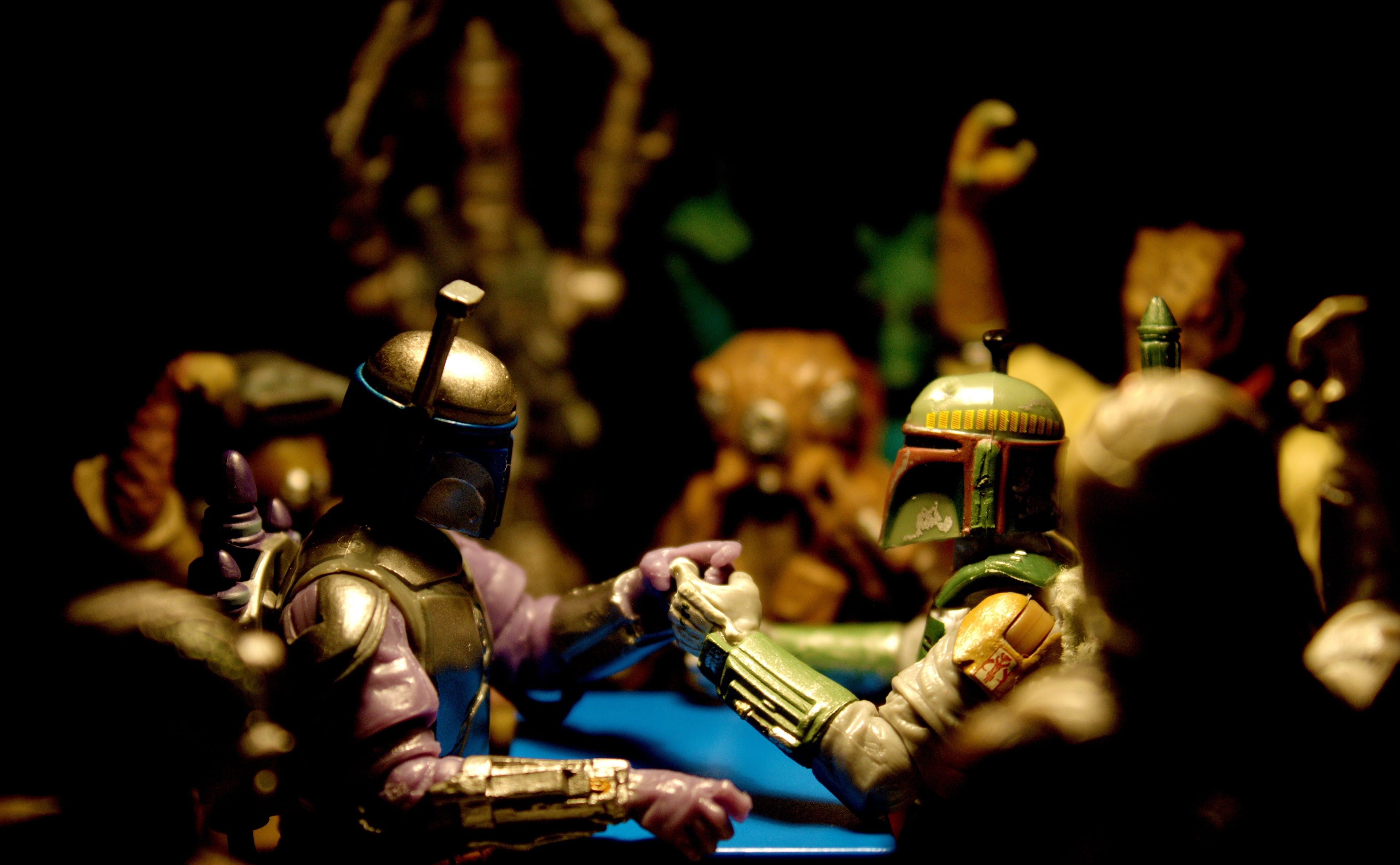 armed forces, vs, representation, human representation, star wars, close-up, indoors, boba fett, toys, military, boba, still life, toy, statue, male likeness, HD Wallpaper