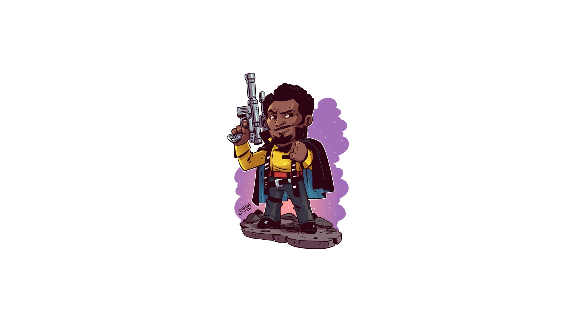 white background, artwork, 1080P, Lando Calrissian, Star Wars, simple background, HD Wallpaper