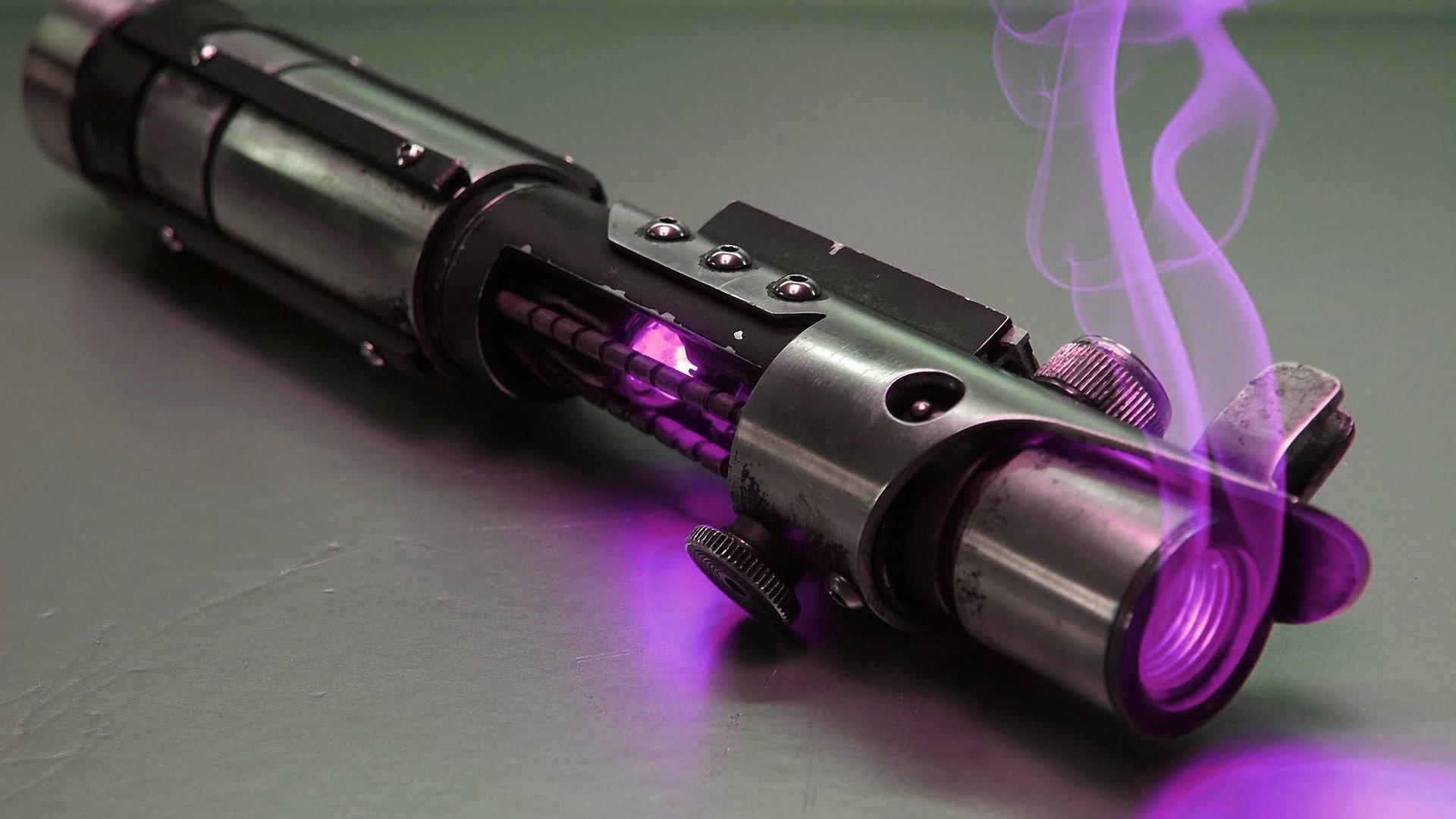lightsaber, purple, 1080P, digital art, Star Wars, smoke, HD Wallpaper