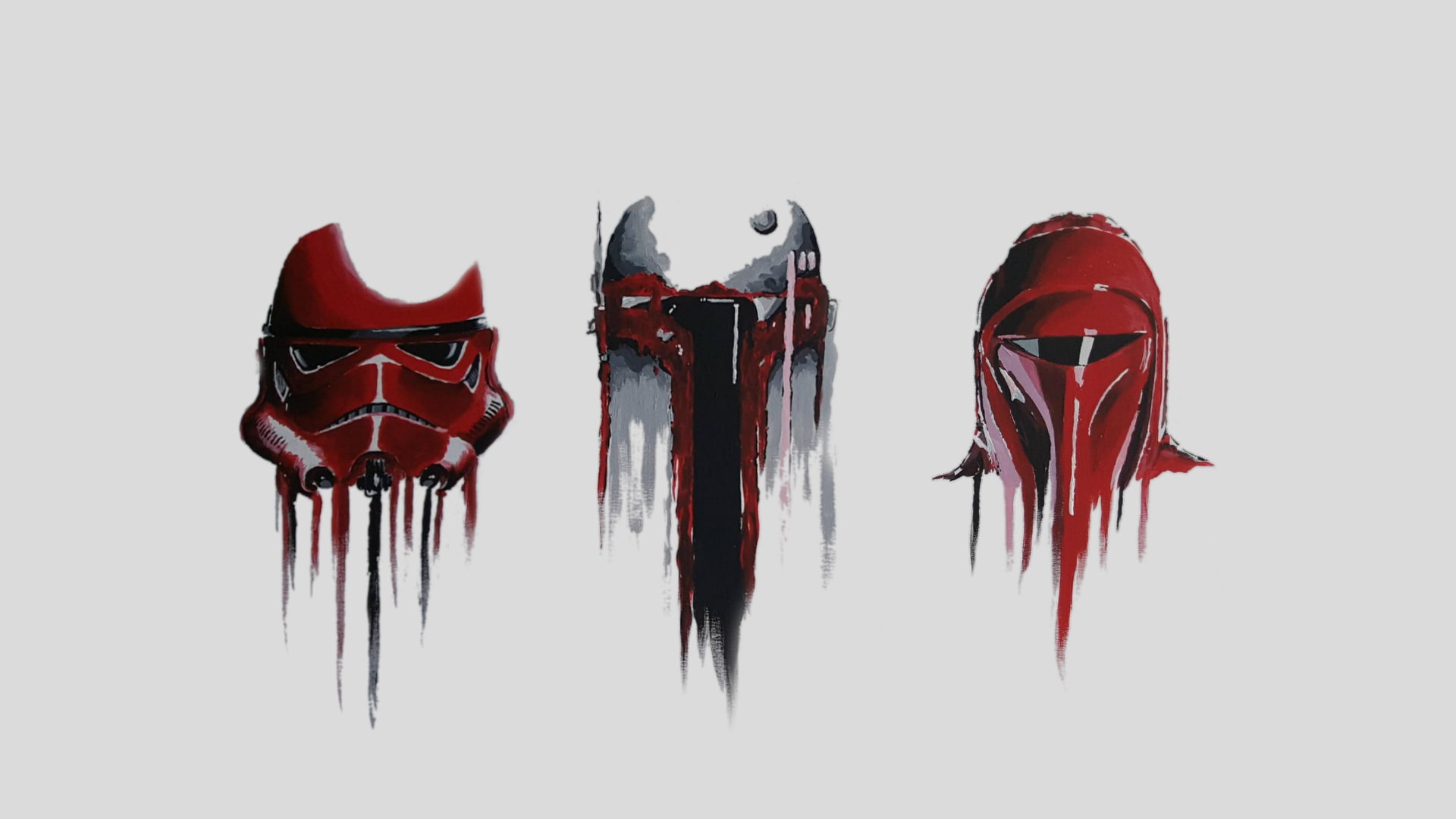 Boba Fett, artwork, minimalism, Star Wars, stormtrooper, 1080P, render, HD Wallpaper