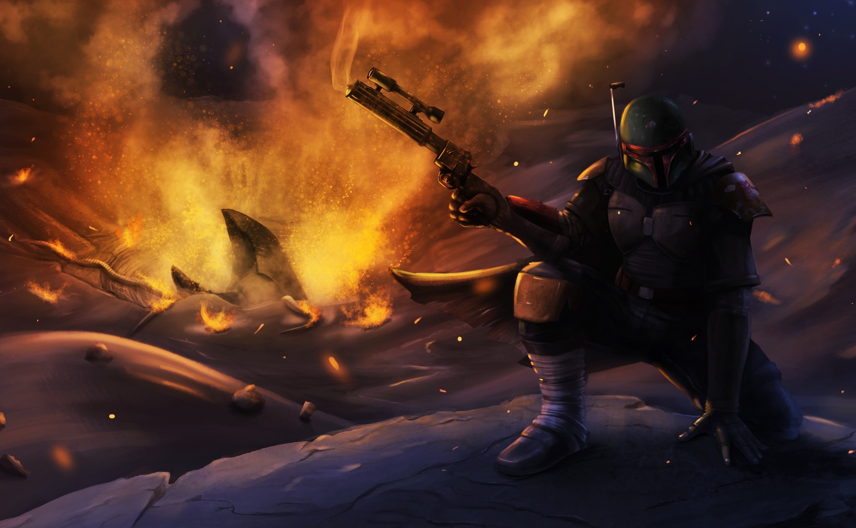 2K, artwork, Star Wars, Boba Fett, science fiction, HD Wallpaper