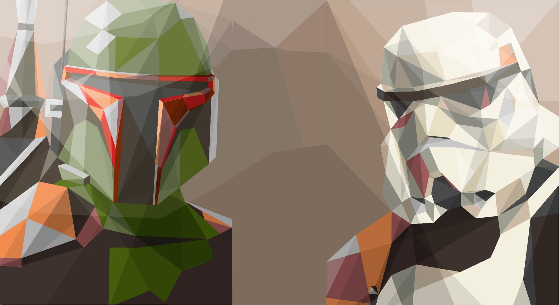 nature, pattern, stormtrooper, sunlight, decoration, art and craft, Star Wars, design, Boba Fett, transparent, wall - building feature, low poly, 1080P, HD Wallpaper