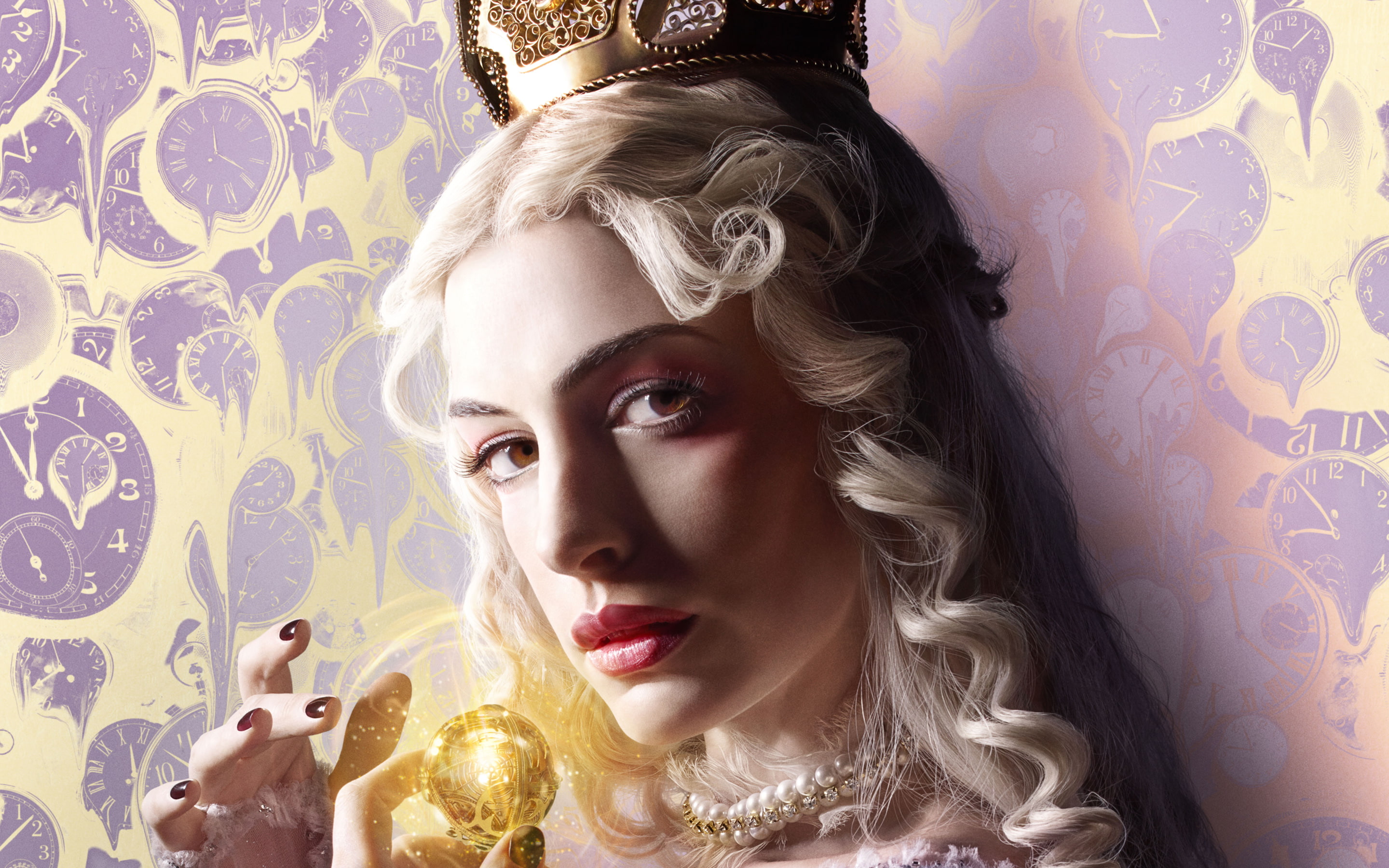Alice, looking, 2K, Queen, Glass, white, through, HD Wallpaper