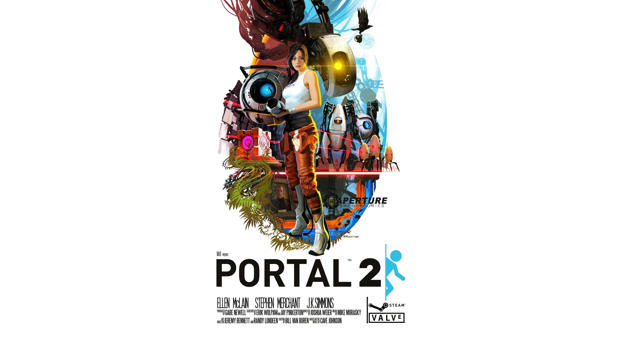 representation, Portal 2, text, studio shot, sign, multi colored, close-up, art and craft, copy space, large group of objects, cut out, Portal (game), digital composite, HD Wallpaper