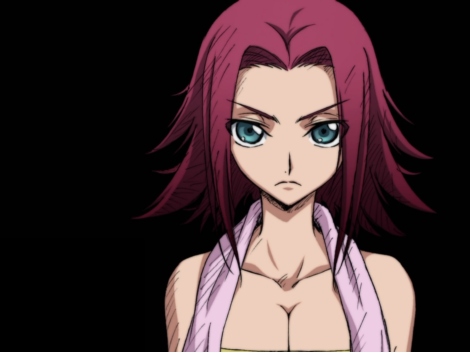 indoors, front view, black background, Kallen Stadtfeld, Code Geass, copy space, beauty, one person, beautiful woman, headshot, real people, 720P, cut out, HD Wallpaper
