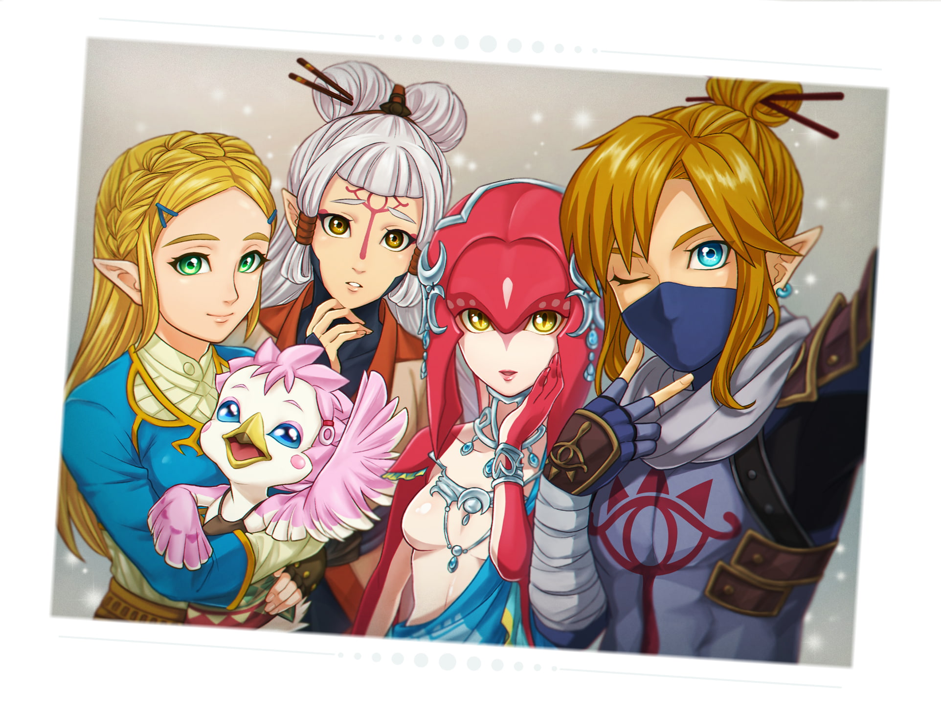 bird, tattoo, gloves, group, hair, bodysuit, konachan, bandage, male, mask, com, paya, green, 262248, blonde, 1080P, white, animal, long, (zelda), aqua, HD Wallpaper