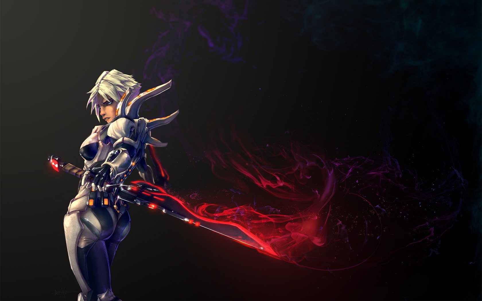 720P, artwork, bodysuits, white, hair, HD Wallpaper