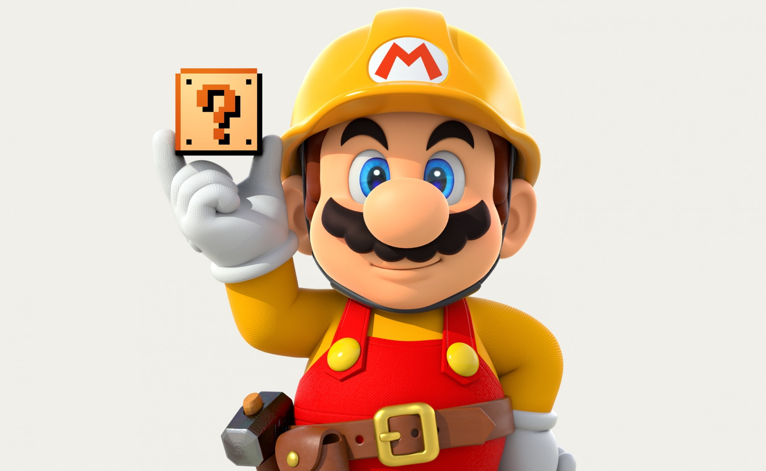 cartoon, headwear, Mario, maker, 2K, Game, people, toy, communication, helmet, indoors, smiling, safety, happiness, SuperMarioMaker, Games, protection, HD Wallpaper
