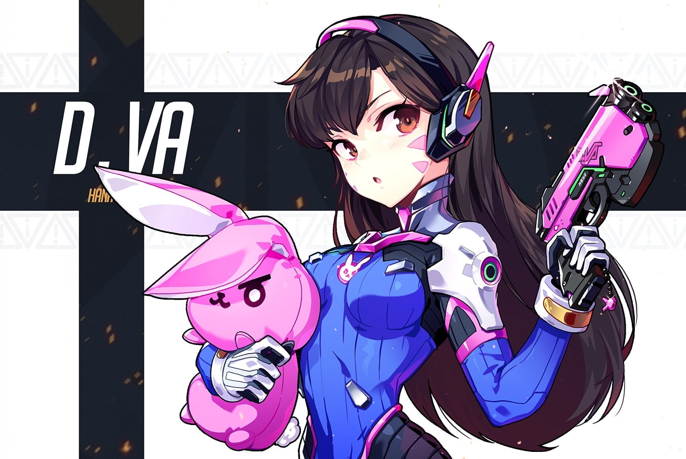 day, 720P, females, d.va gun, purple, headwear, one person, portrait, overwatch, lifestyles, pink color, women, anime style, childhood, girls, leisure activity, HD Wallpaper
