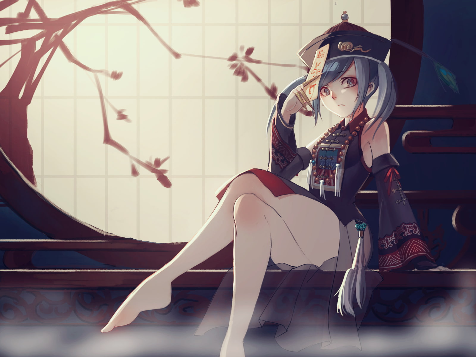 anime style games, front view, women, young women, hat, fashion, one person, chinese clothes, contemplation, beauty, real people, beautiful woman, full length, HD Wallpaper