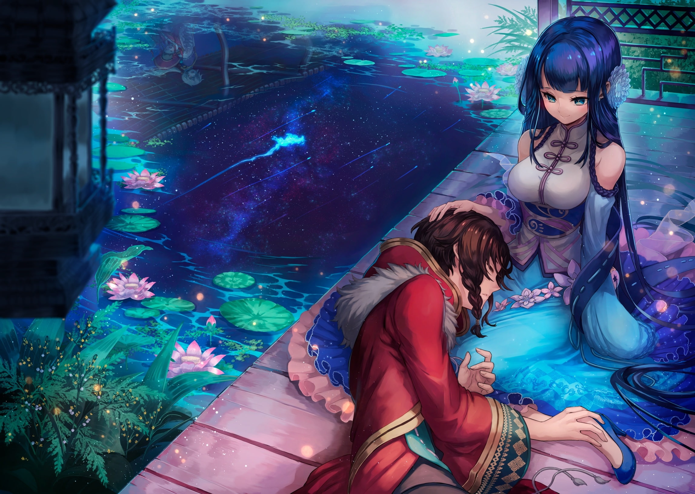 merc storia, women, adult, reflection, lifestyles, two people, sleeping, casual clothing, real people, Anime, full length, young women, girls, people, illuminated, HD Wallpaper