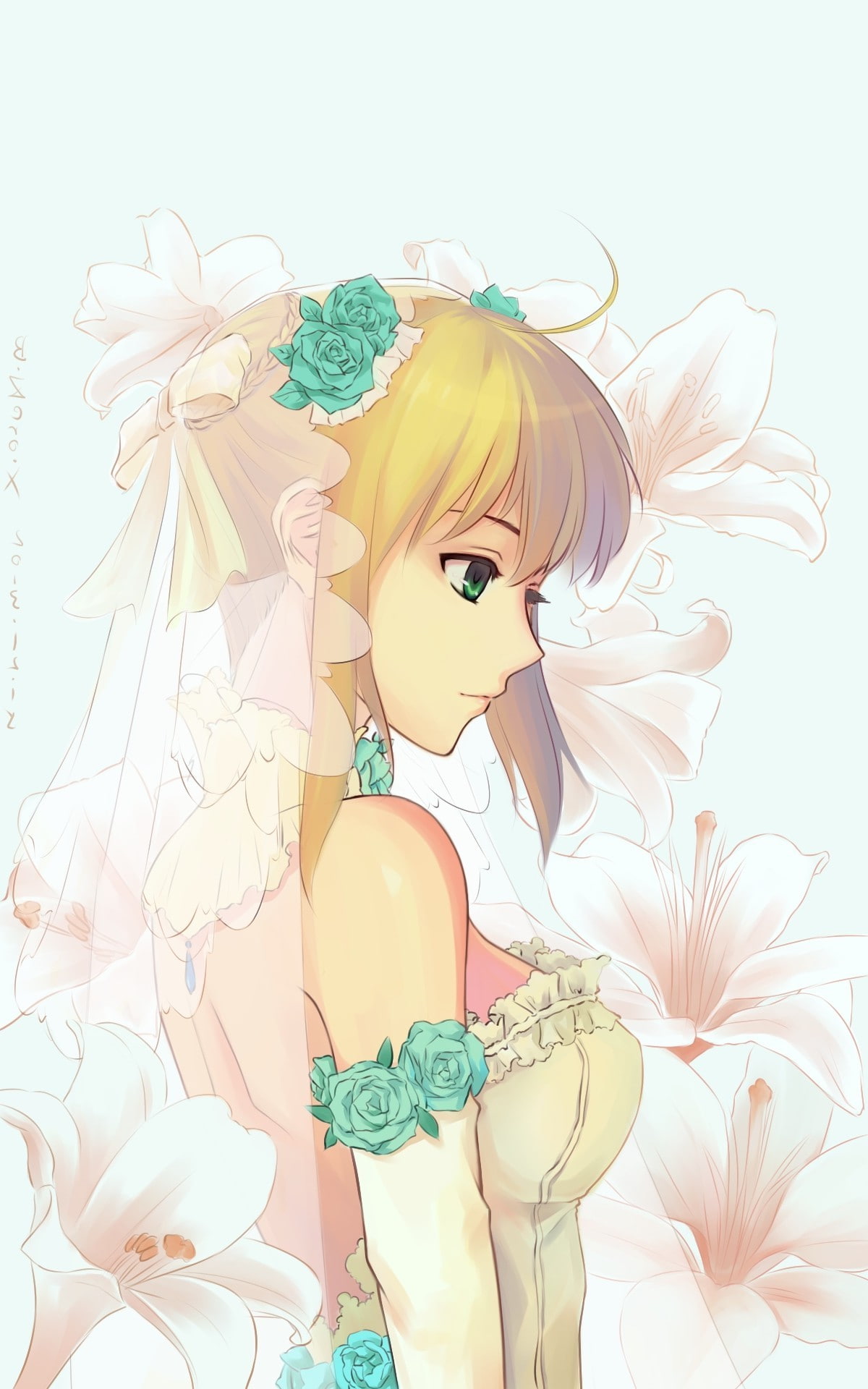 Anime Girls, Fate Series, 1080P, Saber, Brides, Phone HD Wallpaper