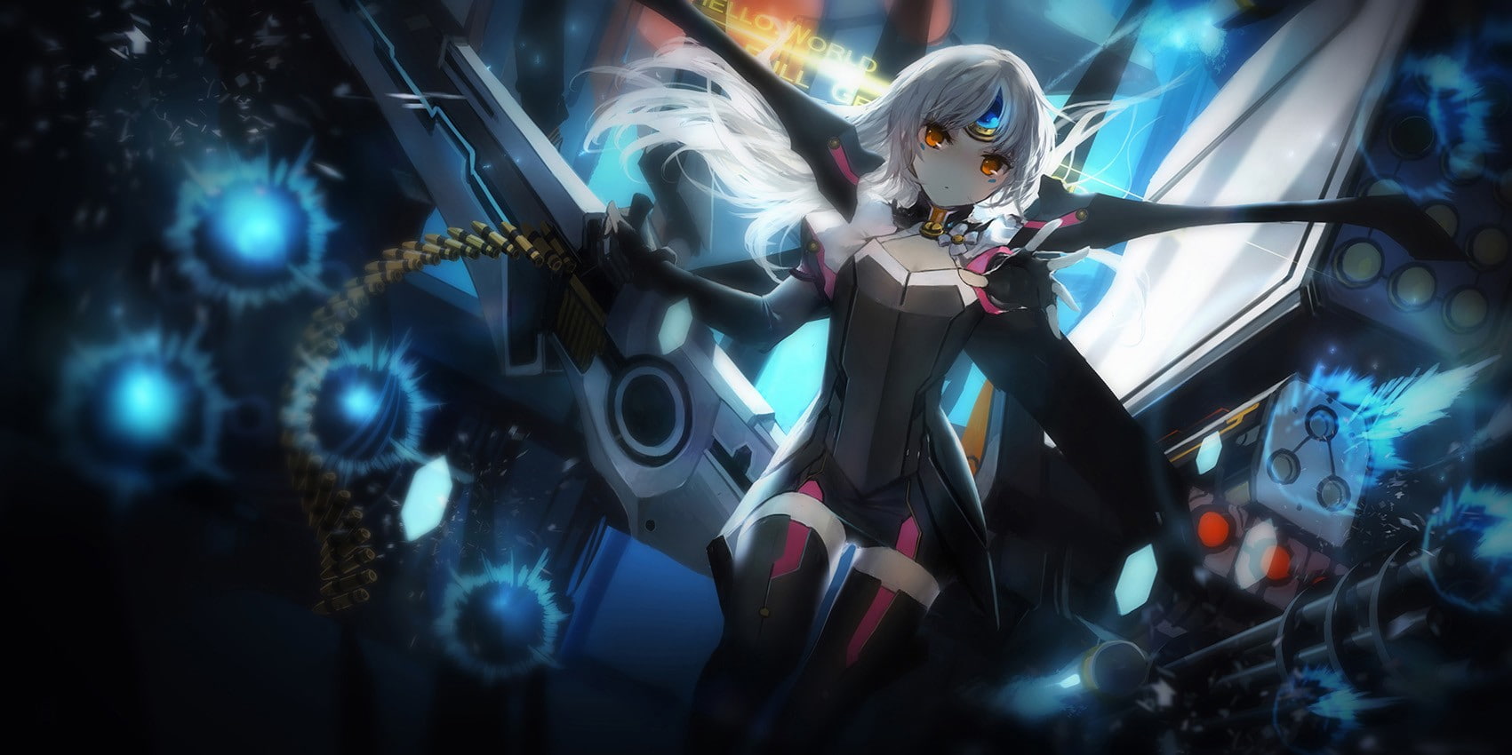 720P, Elsword, video game characters, anime girls, thigh-highs, Eve (Elsword), HD Wallpaper