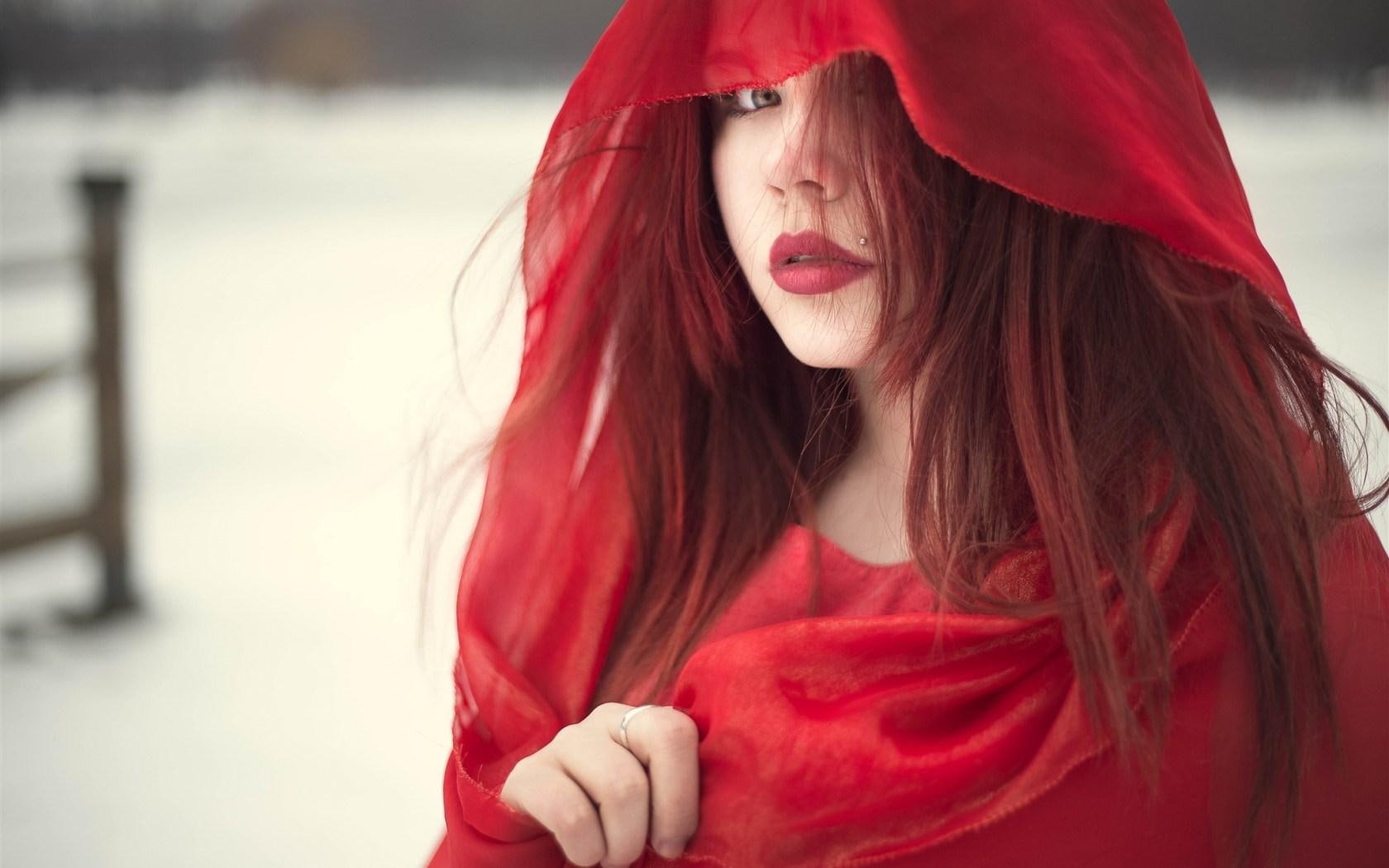 redhead, lips, 720P, fashion, red, HD Wallpaper