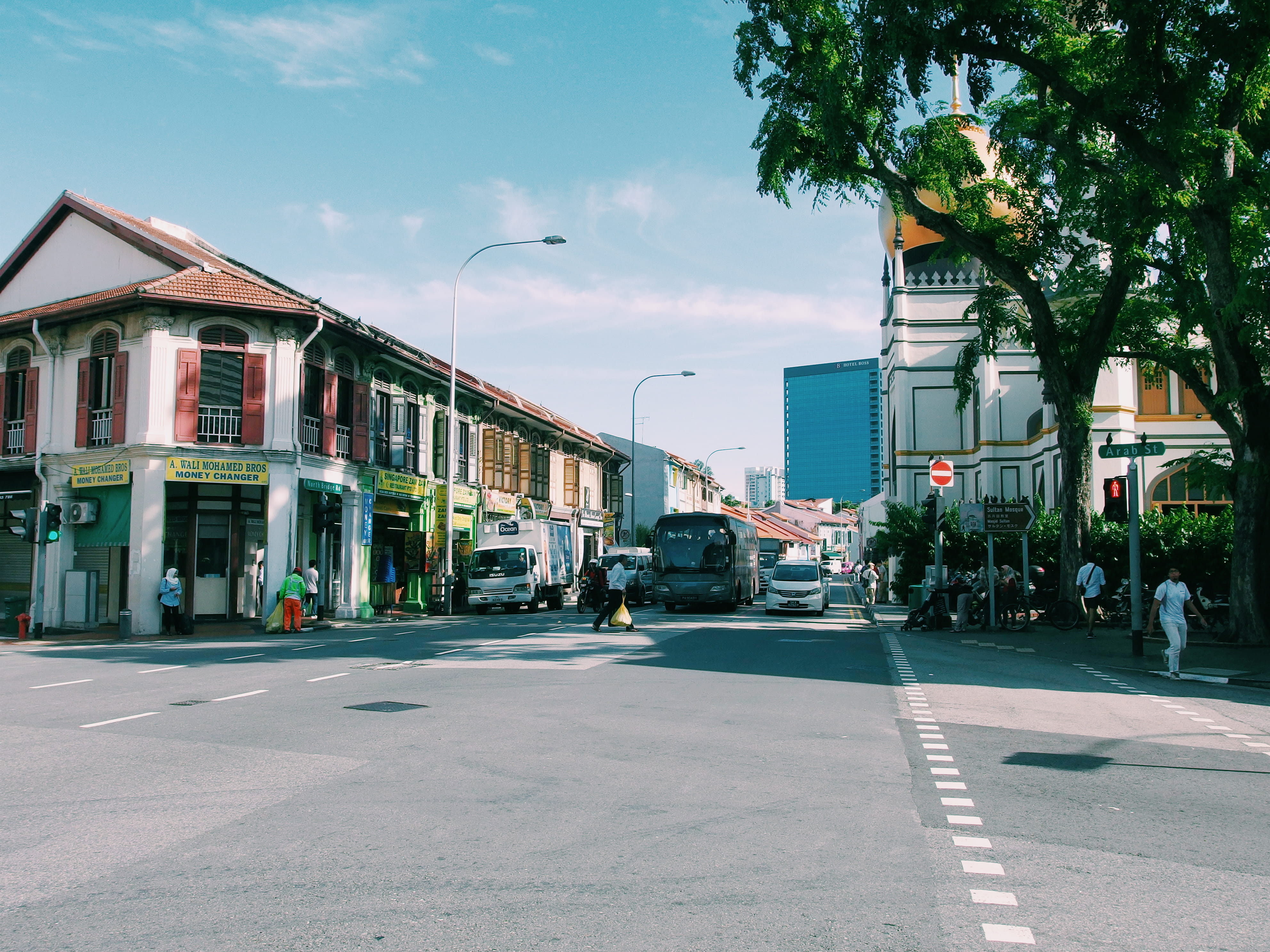 nature, city, 4K, india, singapore, sky, tree, architecture, building exterior, sg, city street, indian, road, incidental people, day, sign, HD Wallpaper
