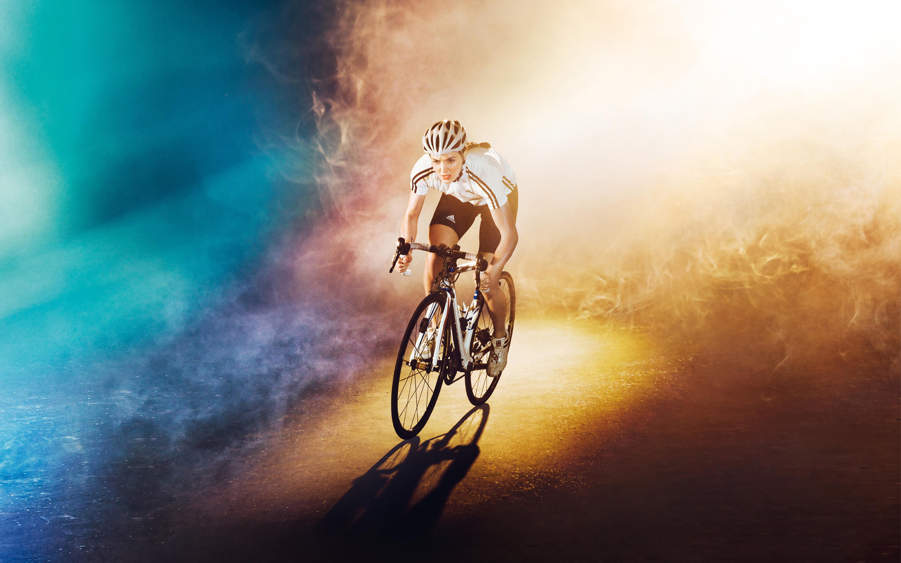 lens flare, sportsman, racing bicycle, helmet, competition, sports helmet, exercising, transportation, motion, smoke - physical structure, illuminated, HD Wallpaper