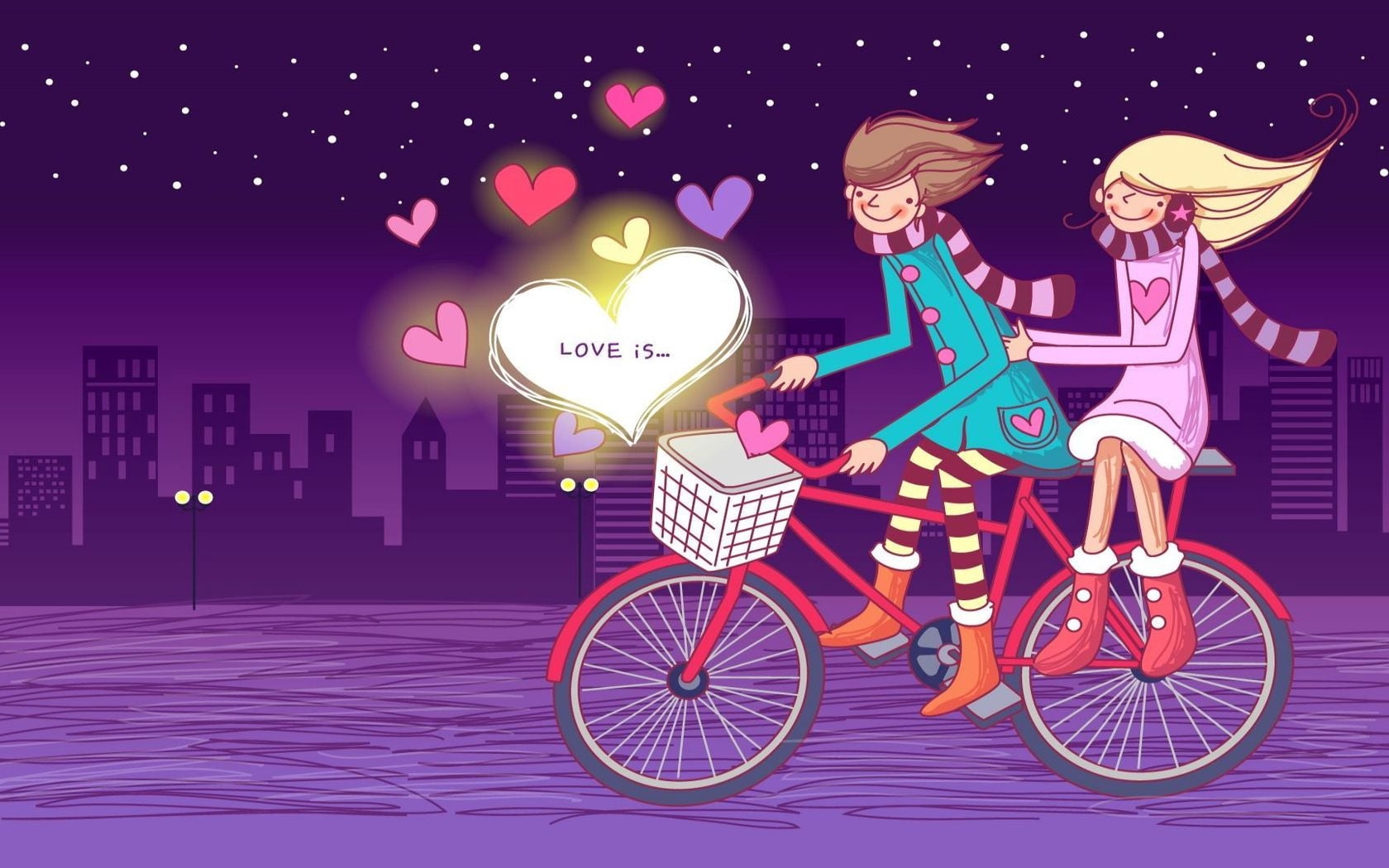 smiling, mode of transportation, beautiful, walk, fictional, street, backgrounds, night, fun, creativity, cheerful, fashion, illuminated, representation, HD Wallpaper