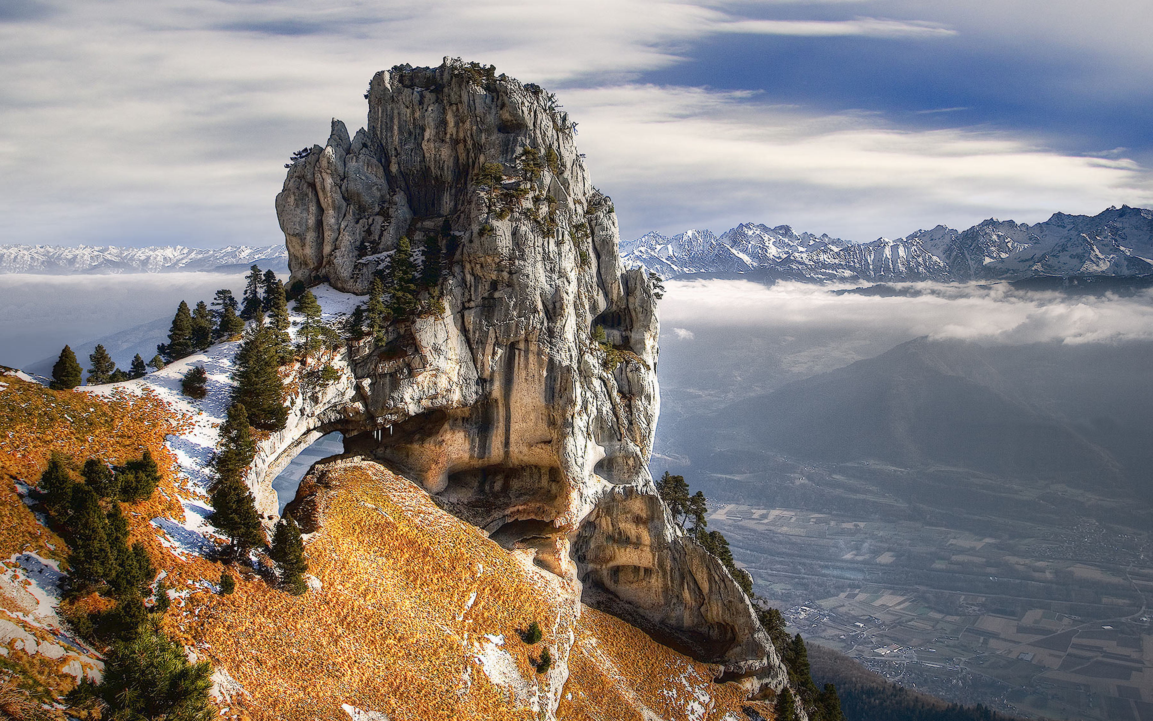 snowcapped mountain, outdoors, tour, mountain range, rock, mountain peak, cloud - sky, nature, located, parc, gional, chartreuse, r, tranquil scene, 4K, HD Wallpaper