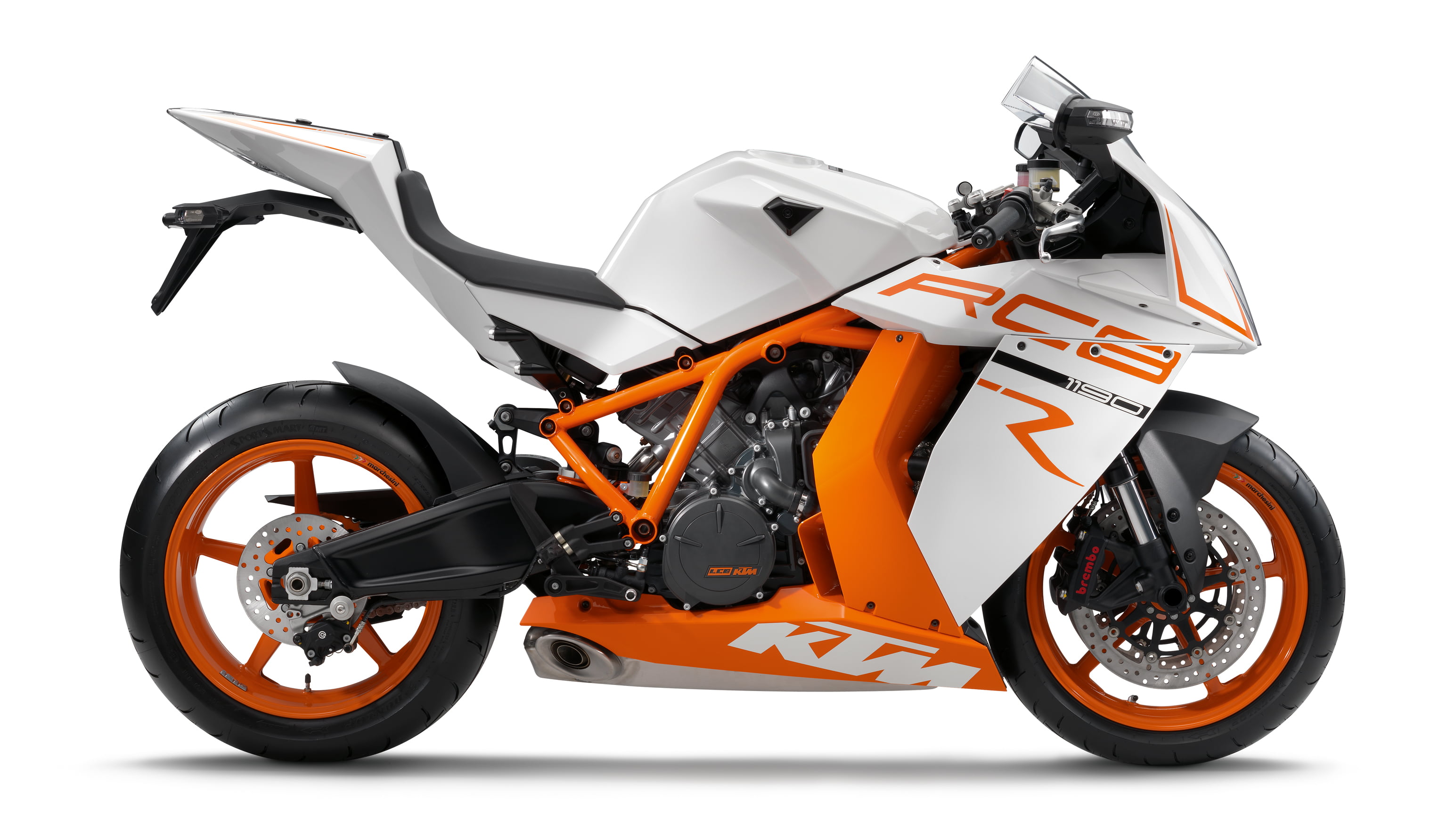 metal, bike, studio shot, man made object, white background, orange, motorcycle, mode of transportation, vehicle part, sports, transportation, tire, wheel, HD Wallpaper