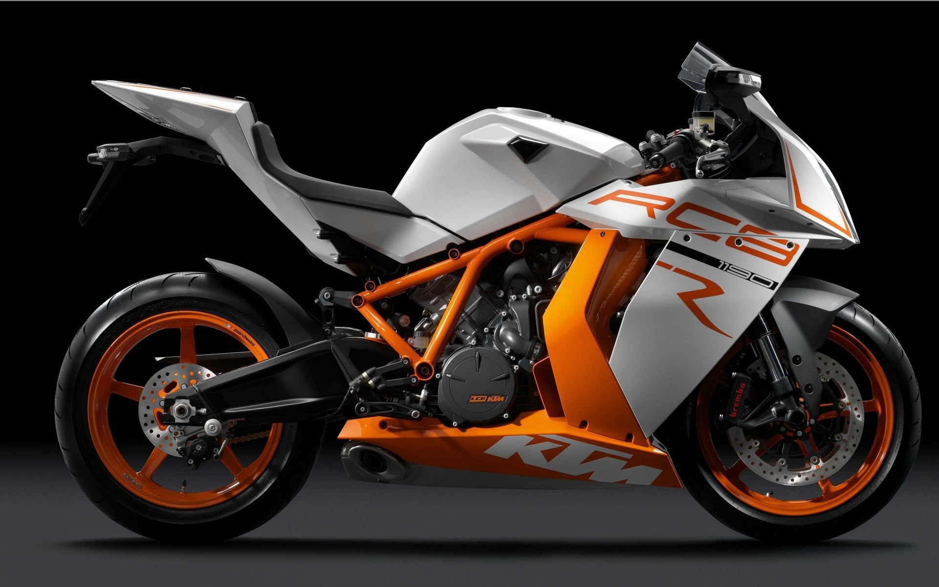 KTM RC8, the dark background, Motorcycle, 1080P, HD Wallpaper