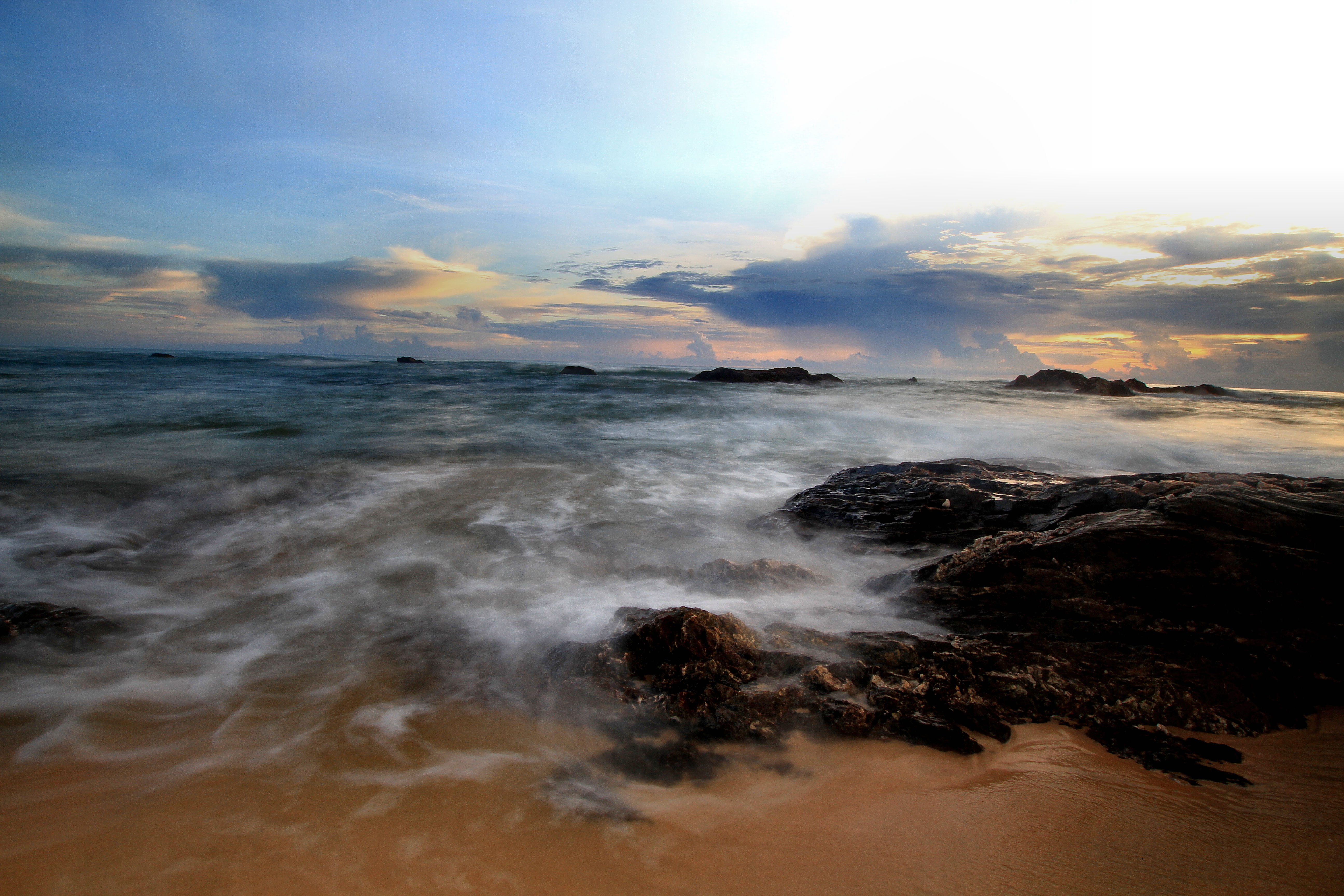 laut, malaysia, beauty In Nature, Jara, dusk, rocks, sunset, trip, heritage, pantai, water, coastline, outdoors, cloud - Sky, rock - Object, canon  eos  7d, HD Wallpaper