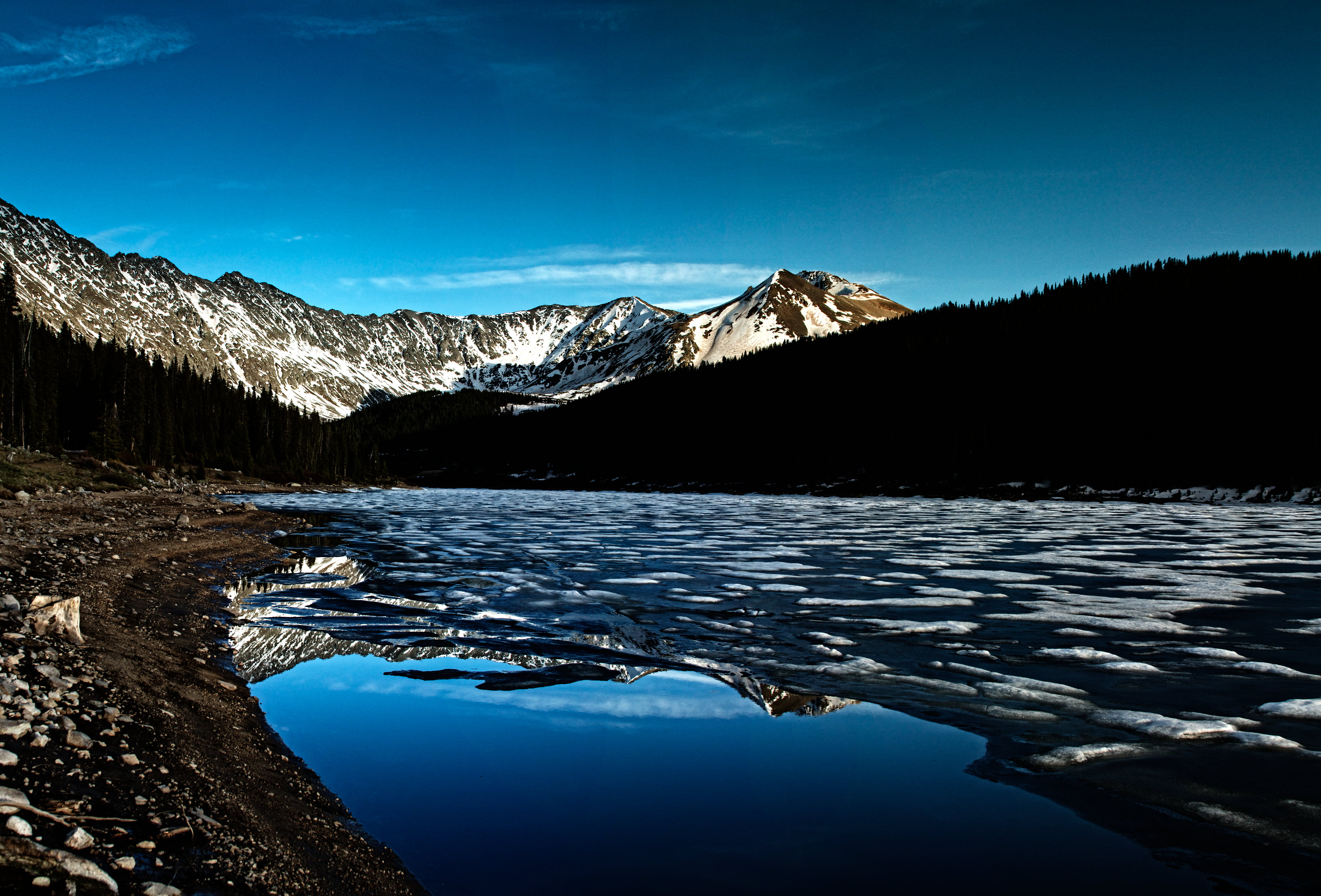 sky, near, colorado, 2K, mountain  peak, canon  eos  7d, beauty In Nature, snow, reflection, forest, water, Moving in, Night, landscape, canon 7d, landscapes, HD Wallpaper