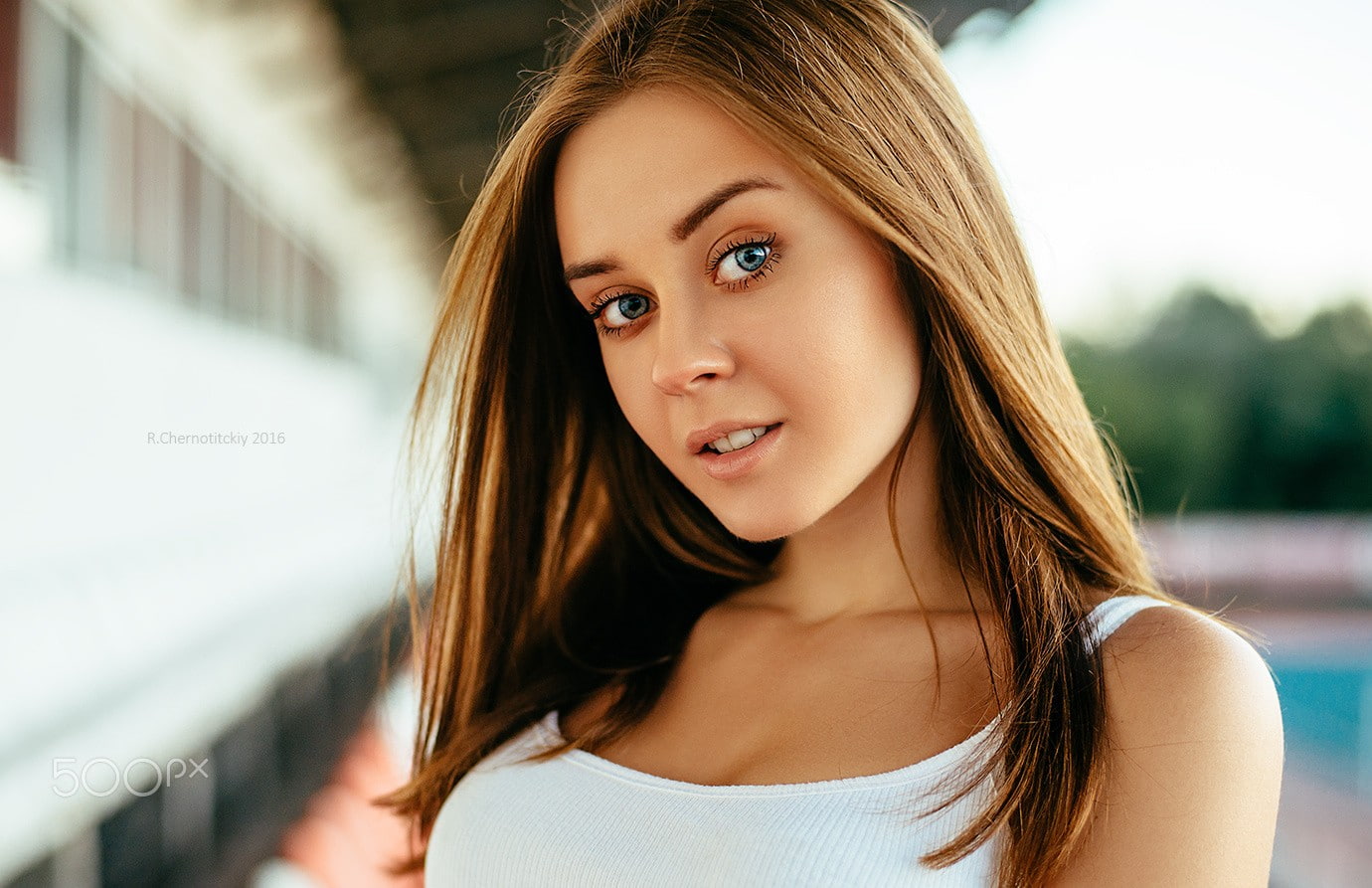 portrait, women, Roma Chernotitckiy, 500px, face, blue eyes, 720P, smiling, HD Wallpaper