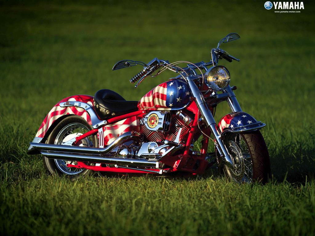 Yamaha, art, motorcycles, hd, bike, patriotic, motorcyle, 480P, HD Wallpaper