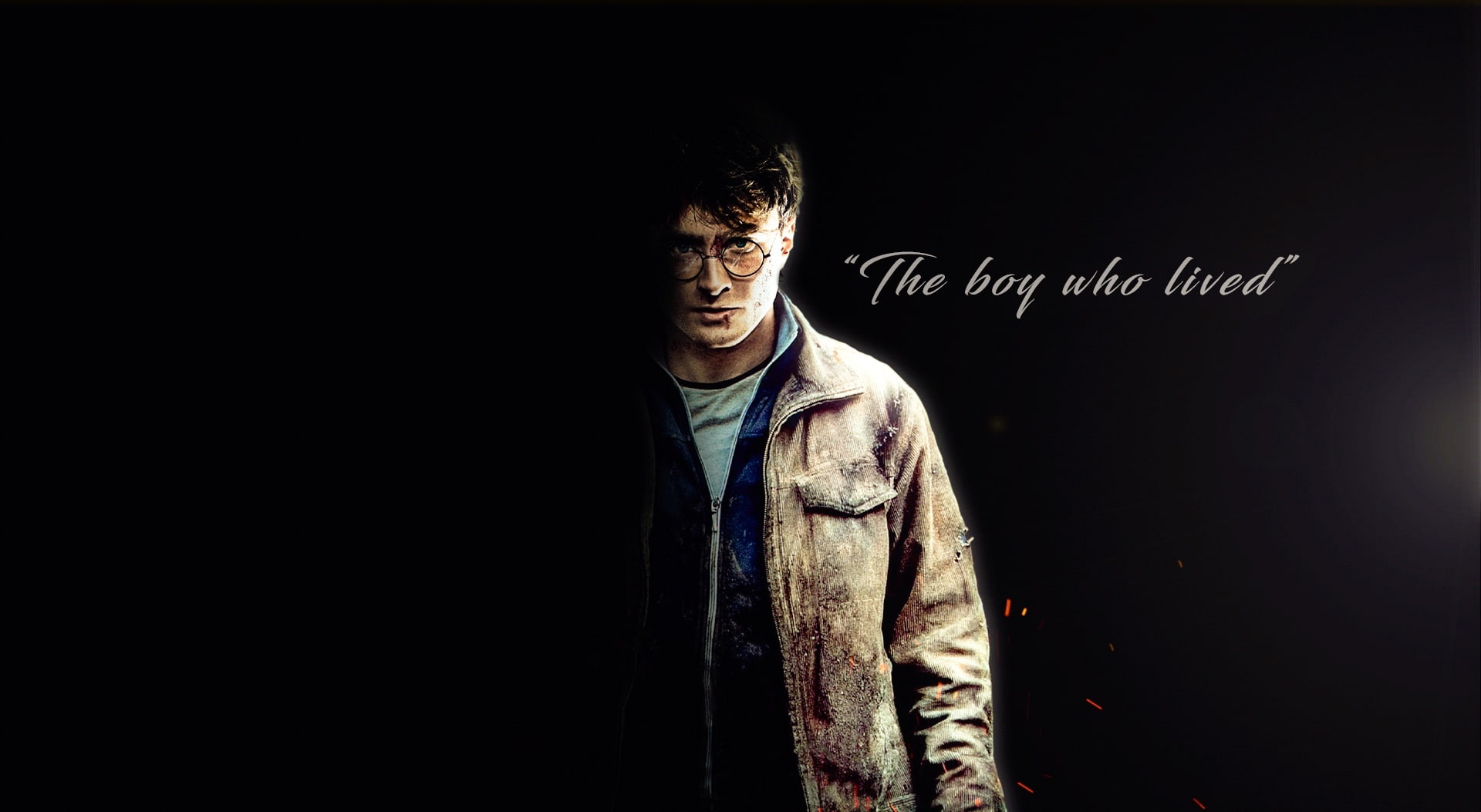 young men, contemplation, black background, dark, waist up, text, one person, Movies, portrait, indoors, boy, standing, potter, studio shot, 1080P, casual clothing, HD Wallpaper