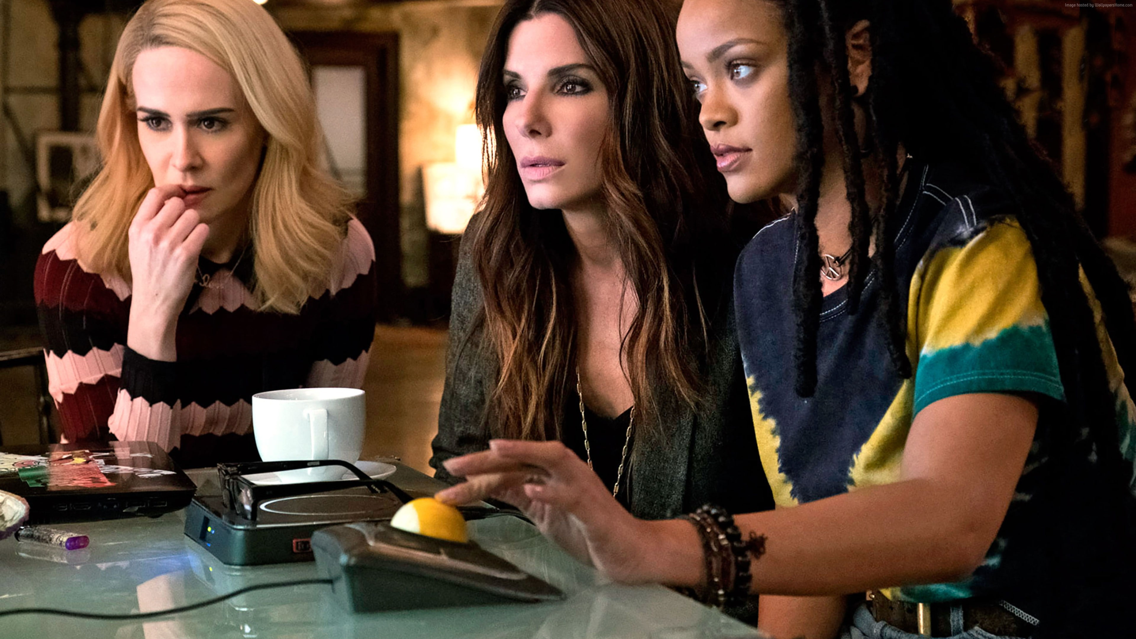 4k, Rihanna, 4K, Oceans 8, Sandra Bullock, Sarah Paulson, HD Wallpaper