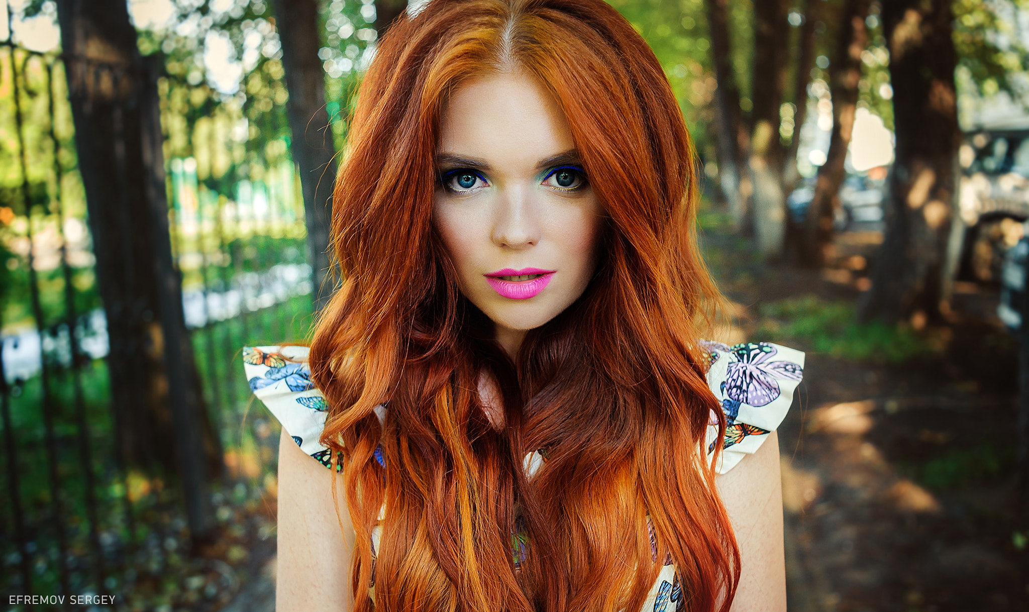 depth of field, 1080P, portrait, women, Ekaterina, redhead, blue eyes, Sergey Efremov, HD Wallpaper