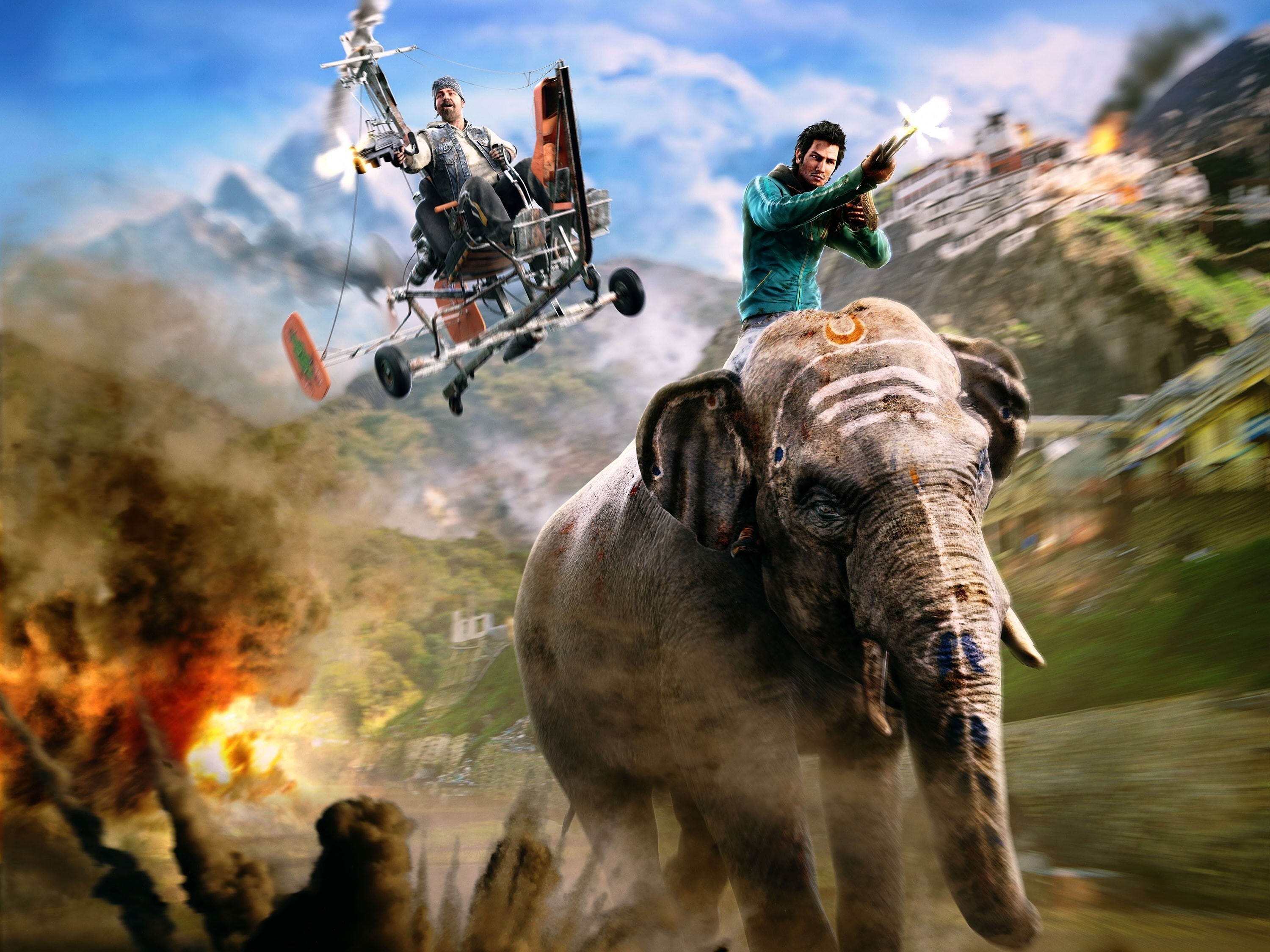 ajay ghale, far cry 4, 2K, Games, elephants, HD Wallpaper