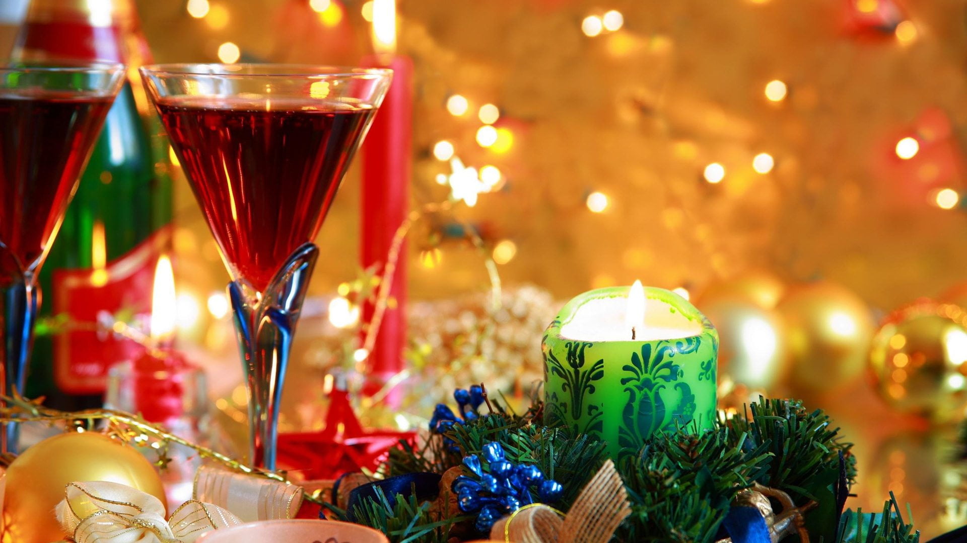 illuminated, alcoholic, champagne, decoration, celebration event, lighting equipment, gold, bottle, restaurant, wine, beverage, liquid, drink, table, anniversary, HD Wallpaper