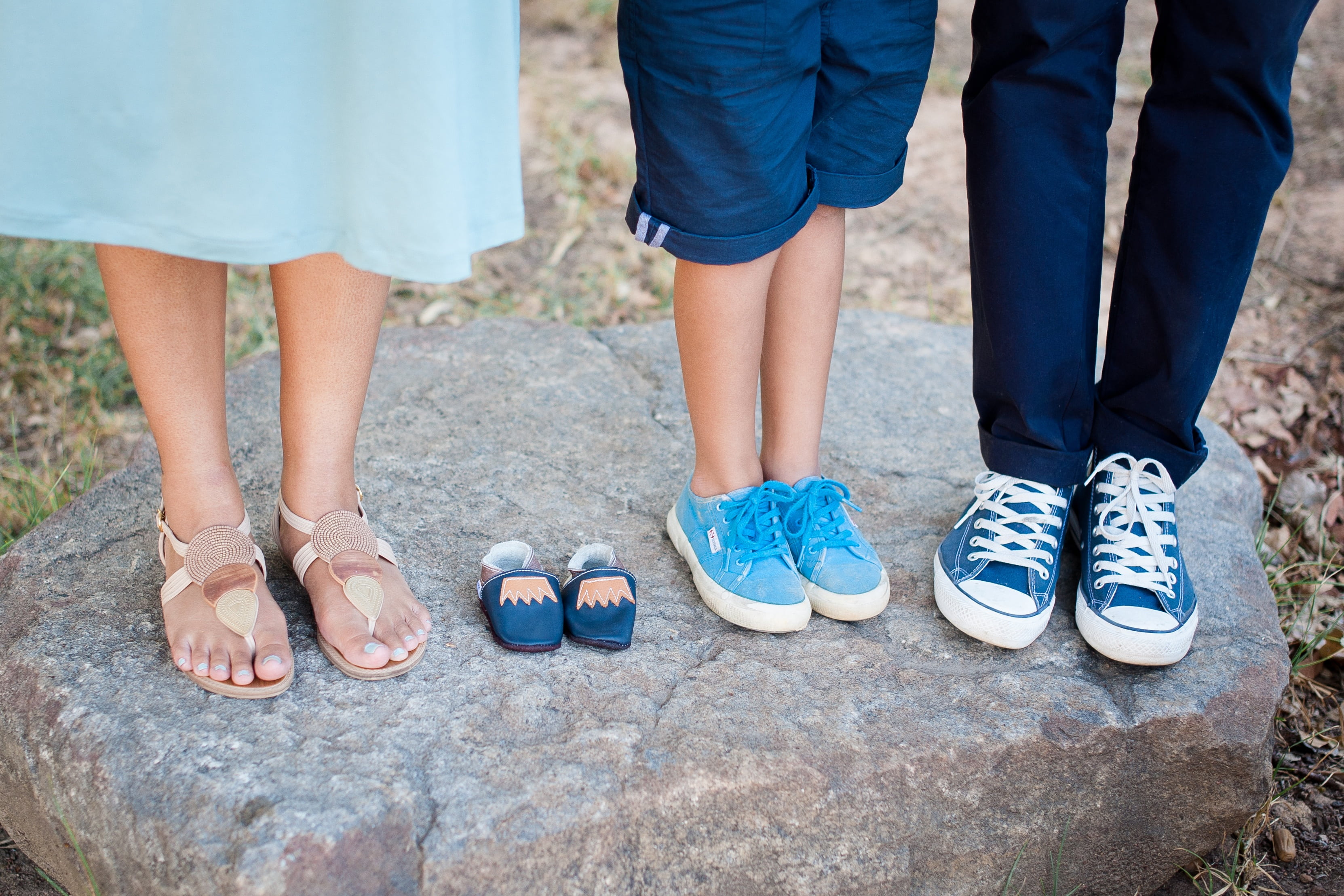 people, offspring, human leg, booties, human body part, adult, blue, family, standing, body part, day, human foot, sandal, clothing, shoes, outdoors, limb, HD Wallpaper
