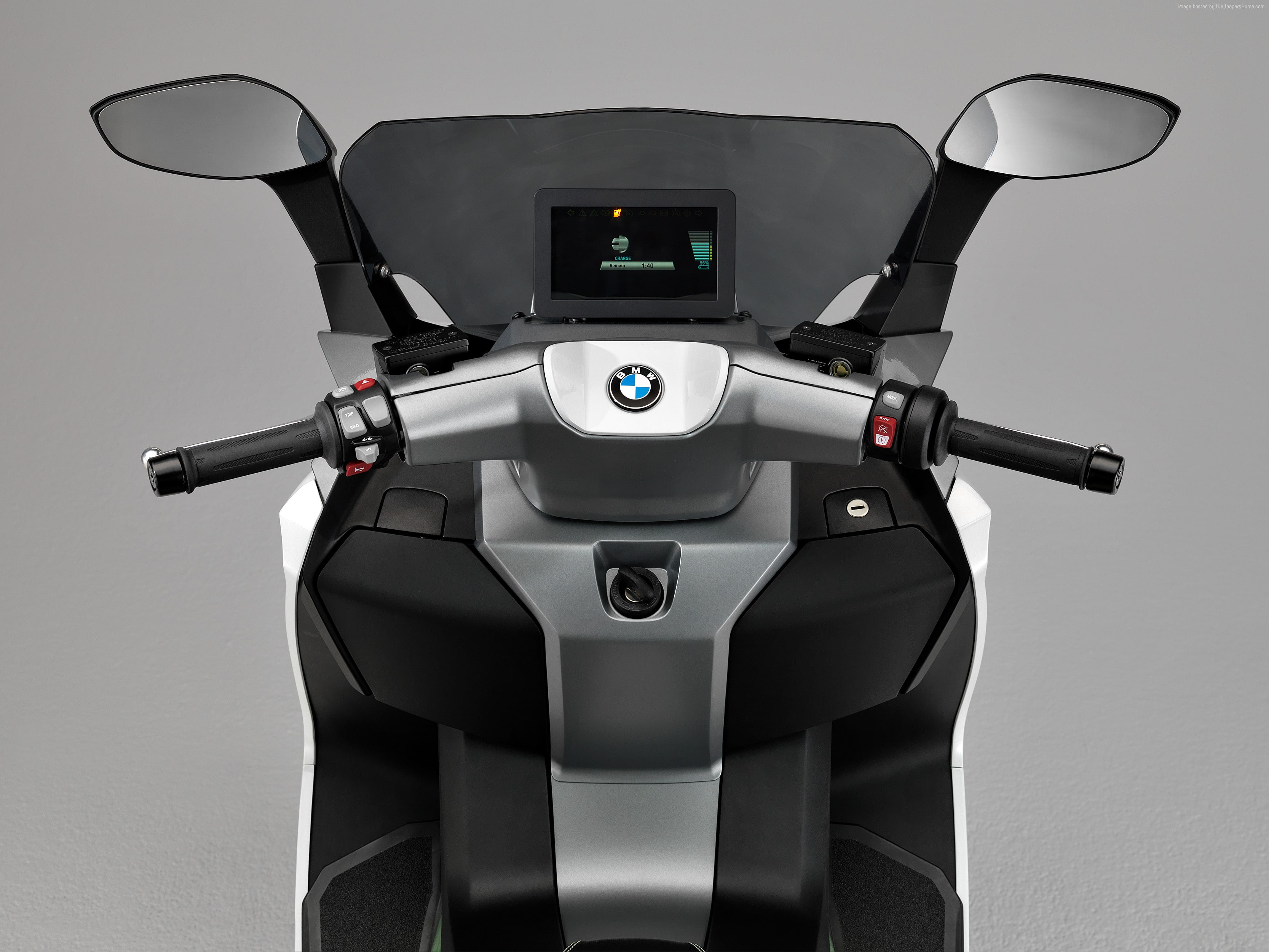 BMW C Evolution, equipment, modern, communication, technology, indoors, gray, security, studio shot, best bikes, single object, medical equipment, mode of transportation, HD Wallpaper