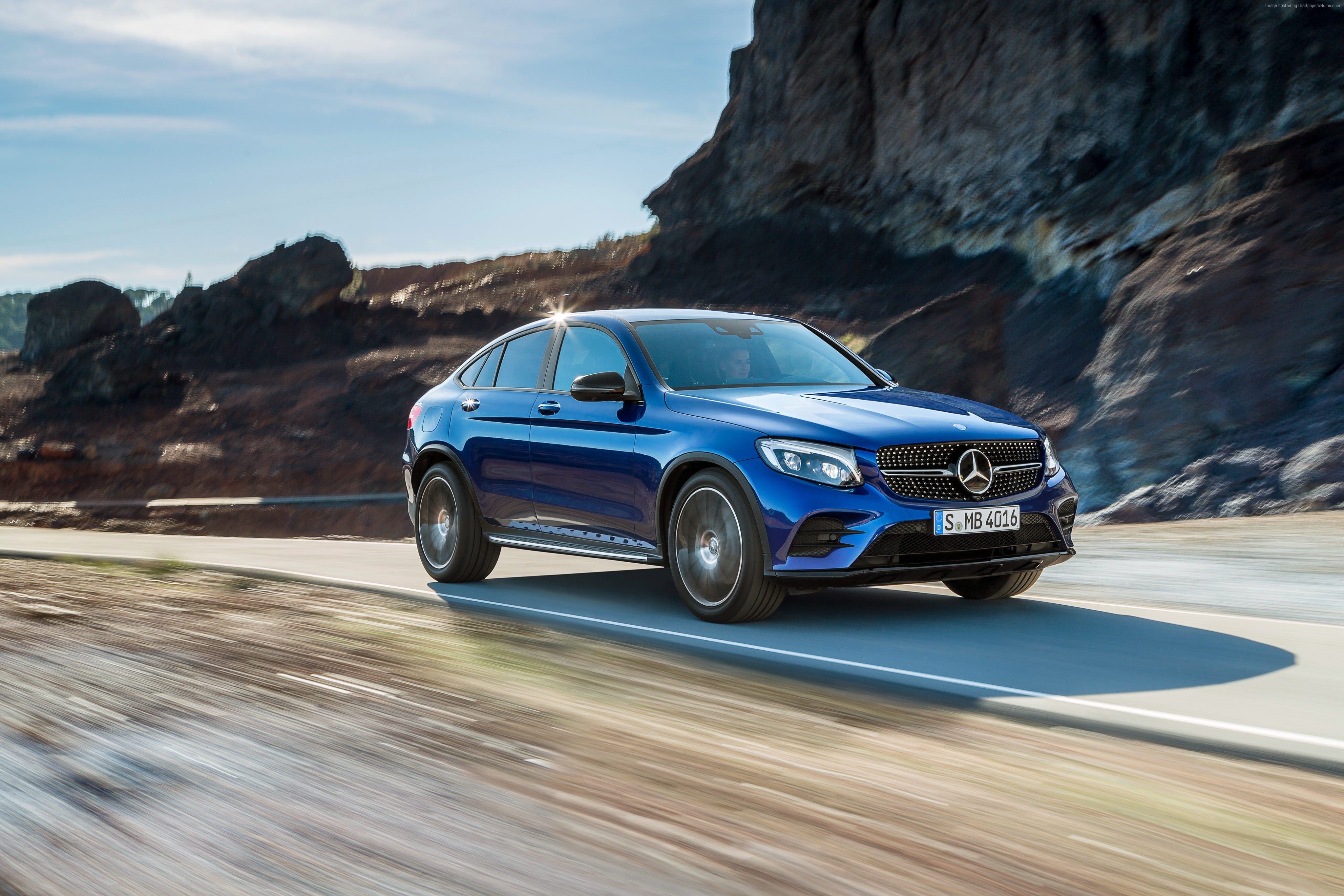 blue, NYIAS 2016, 4K, Mercedes-Benz Glc Amg Line, HD Wallpaper