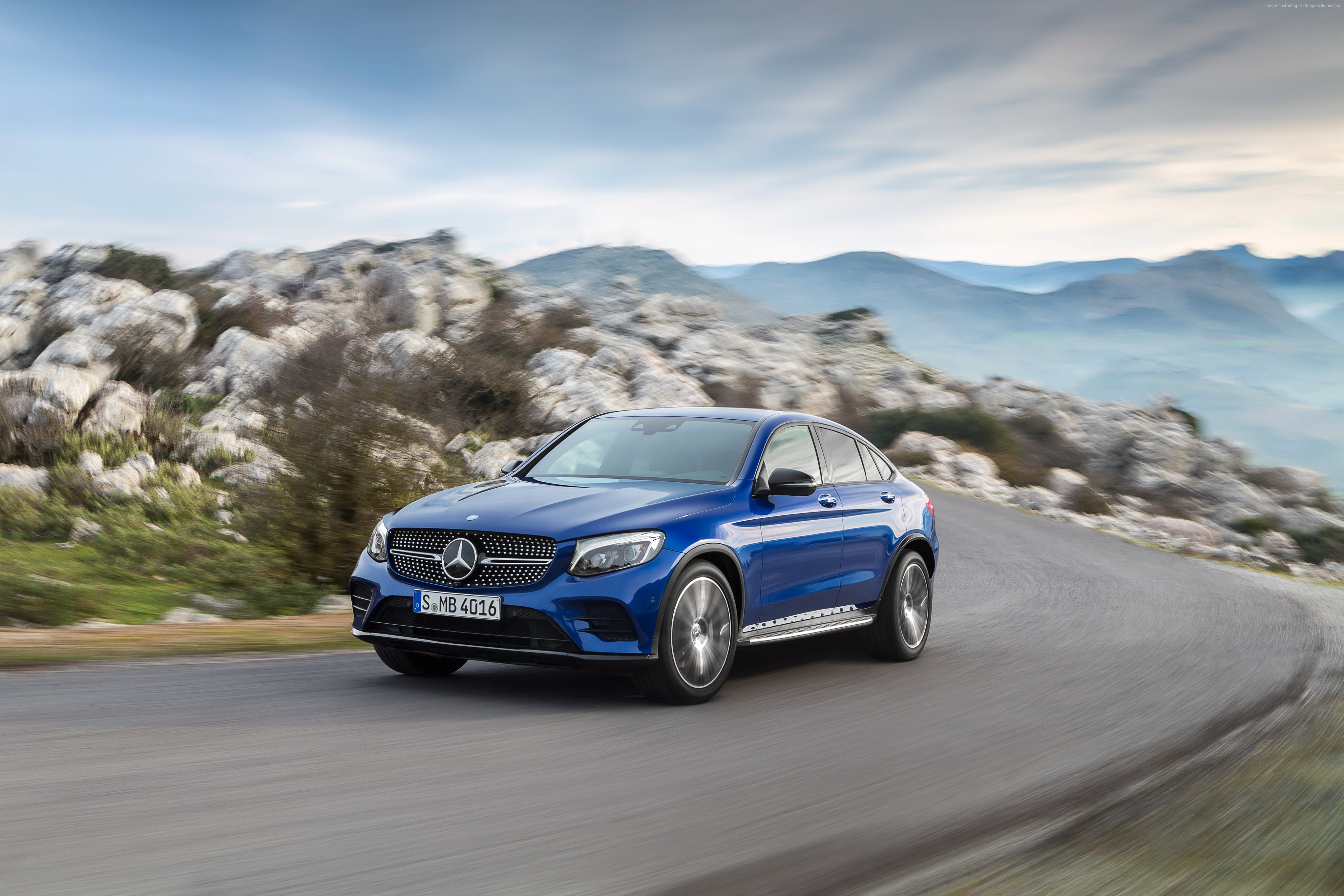 4K, blue, Mercedes-Benz Glc Amg Line, NYIAS 2016, HD Wallpaper