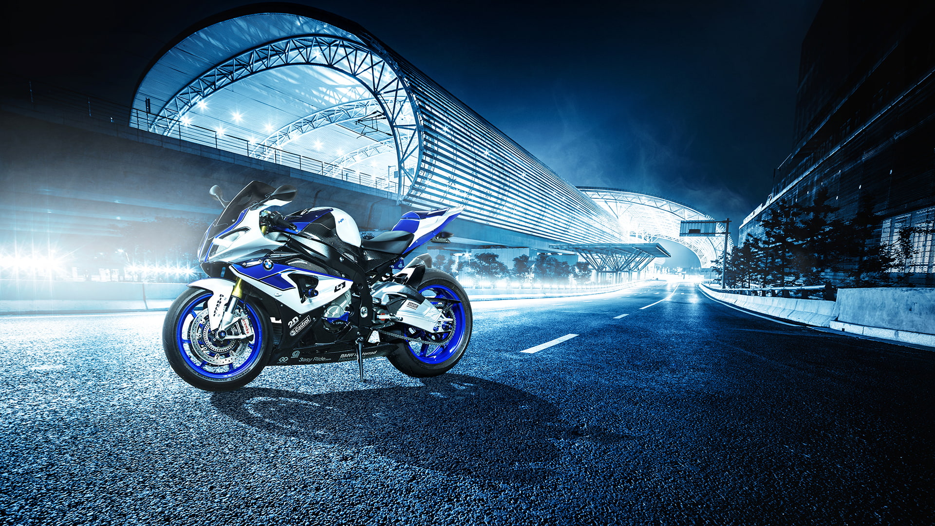 bike, white, 1080P, BMW, light, motorcycle, hp4, road, HD Wallpaper